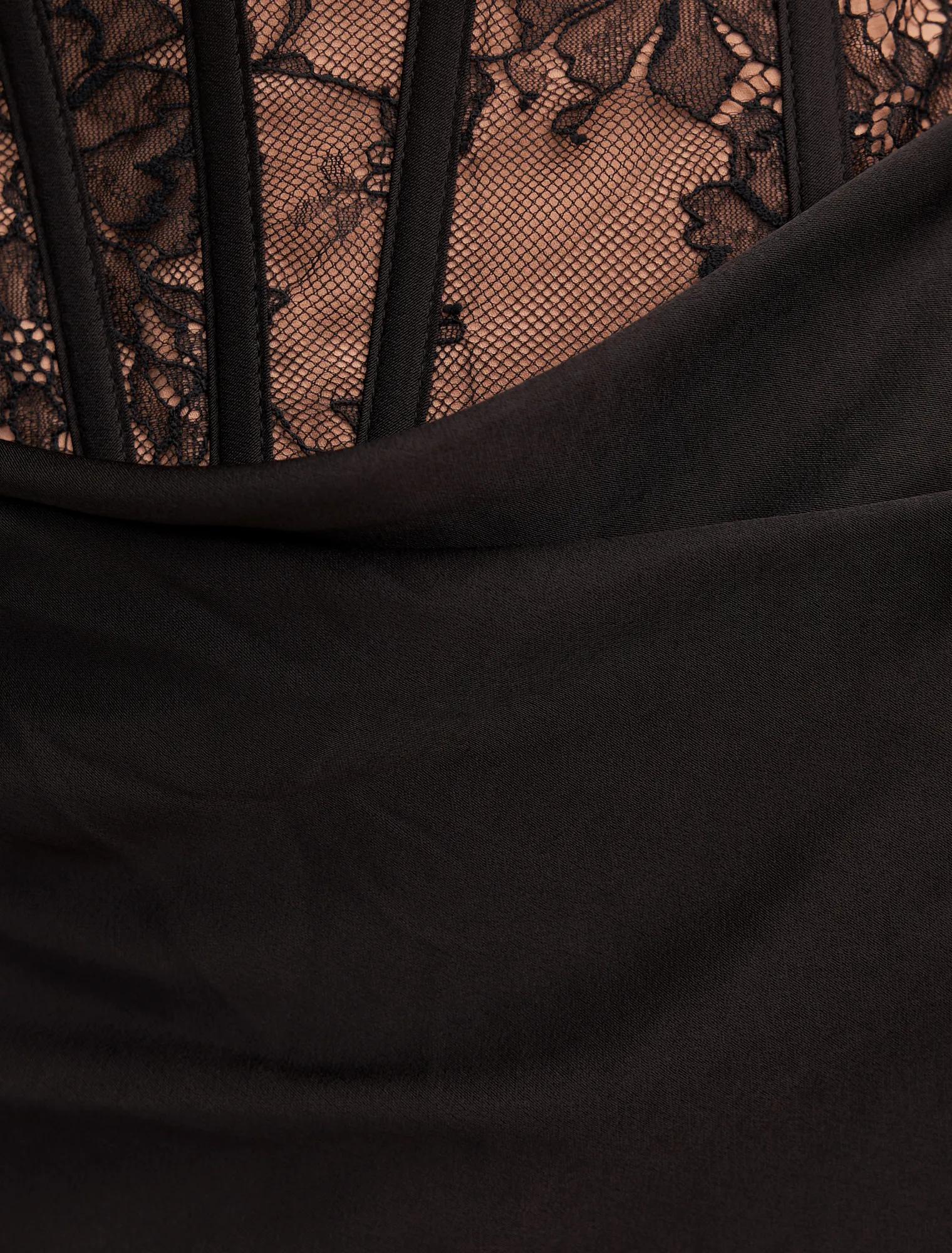 Nellie Lace Halter Maxi Black/ Nude