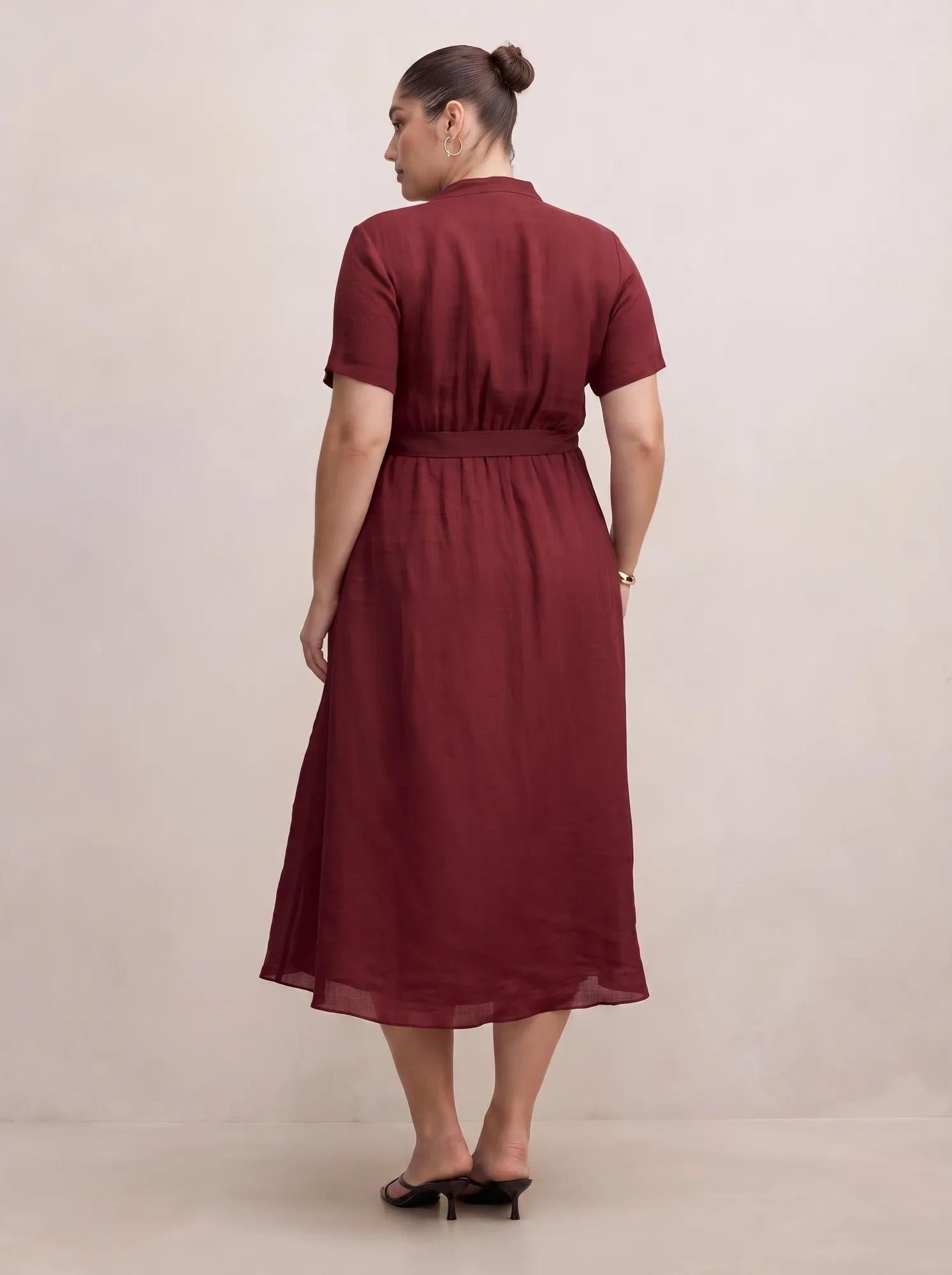 Therese Curve Short Sleeve Midi Dress Pomegranate Red