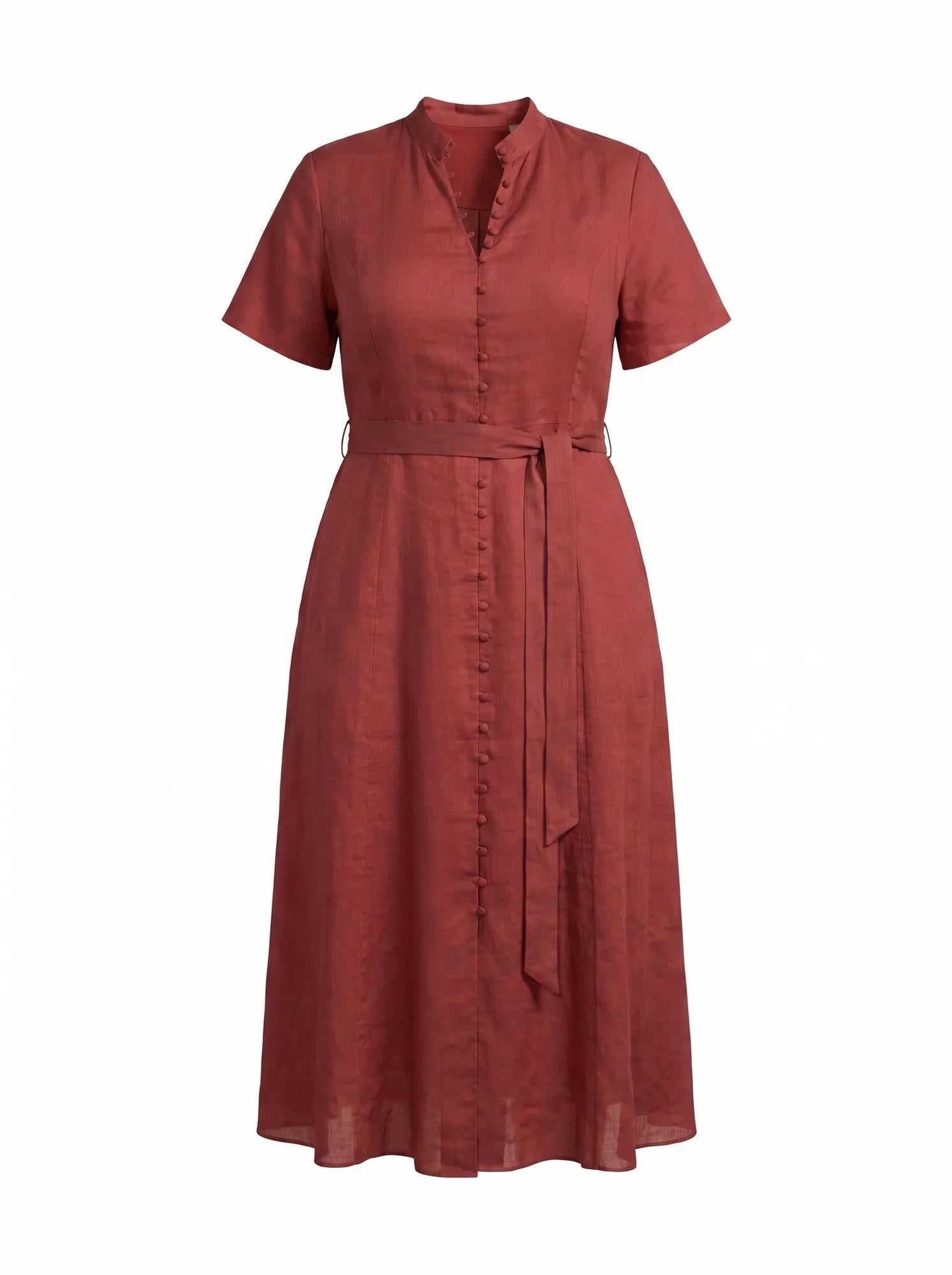 Therese Curve Short Sleeve Midi Dress Pomegranate Red