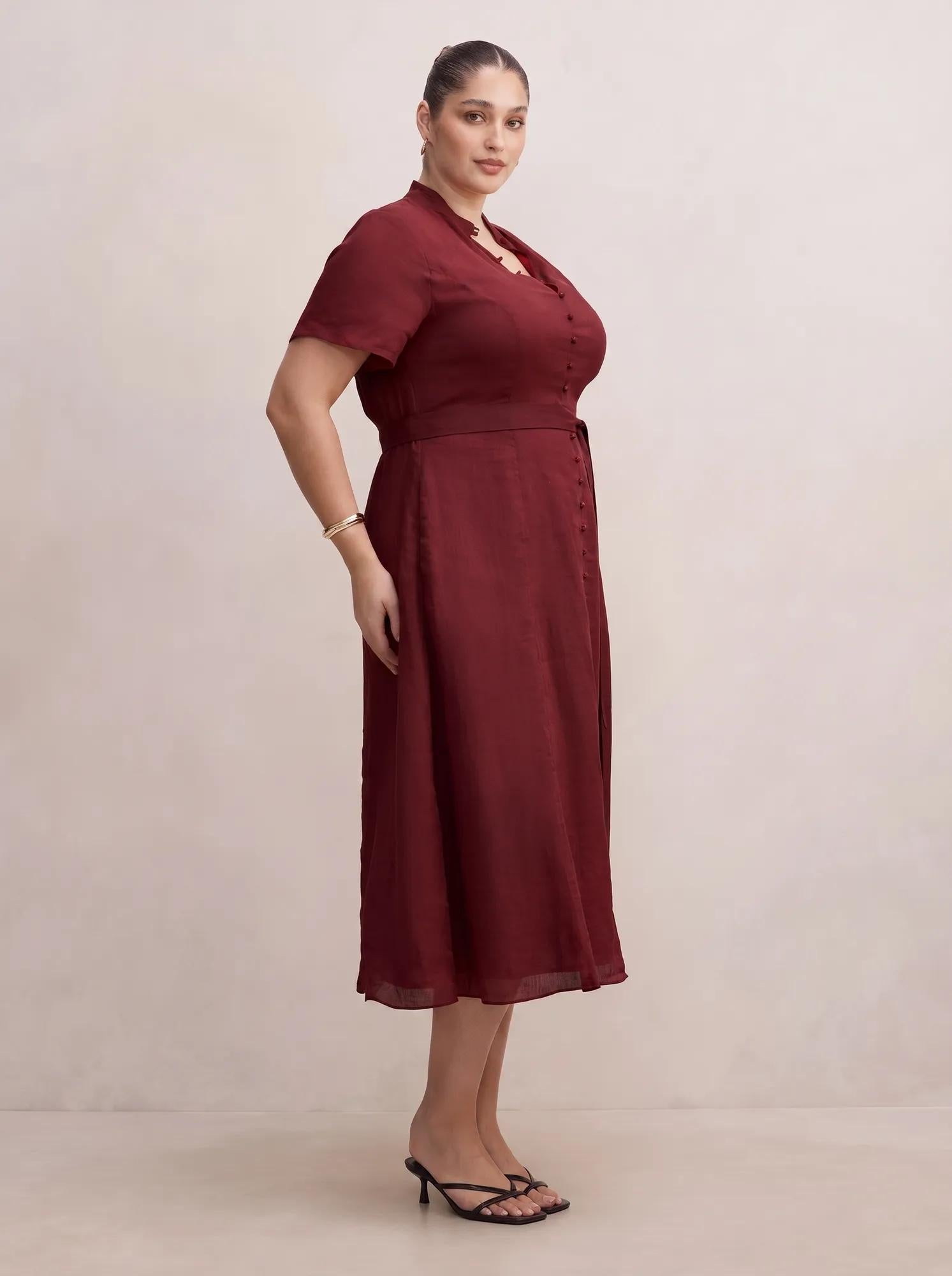 Therese Curve Short Sleeve Midi Dress Pomegranate Red