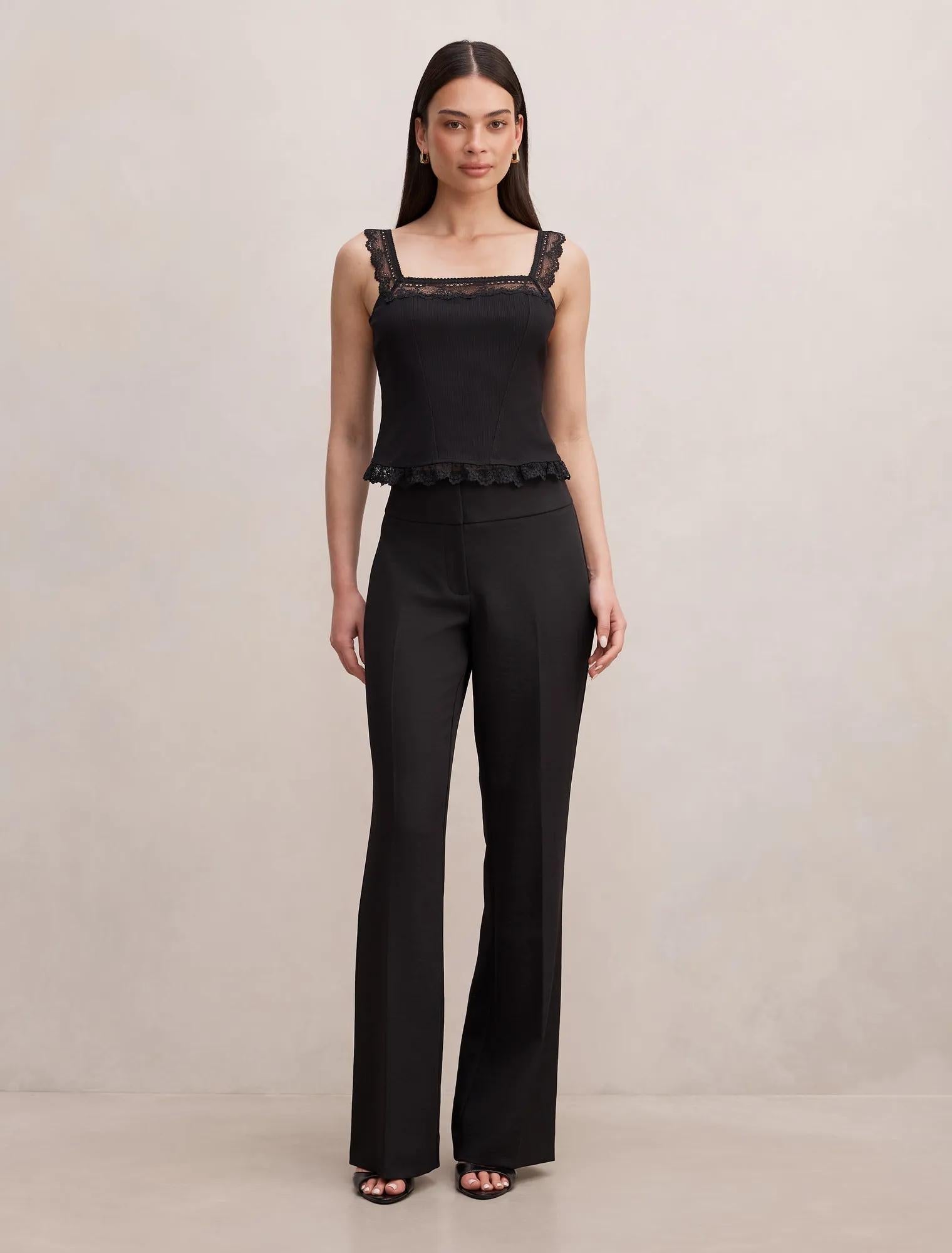Aurelia Square Neck Lace Cami Black