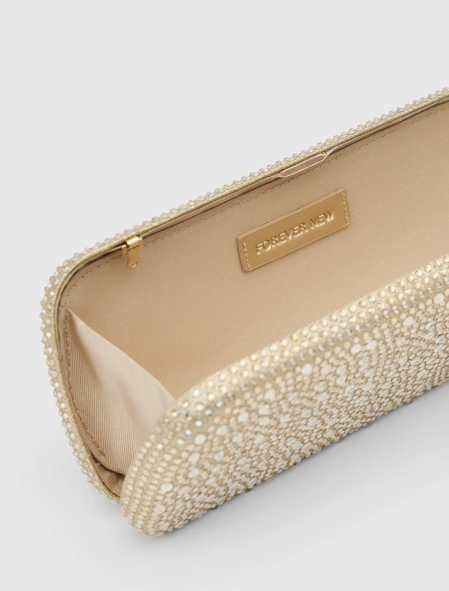 Angelique Sparkle Hardcase Clutch Gold