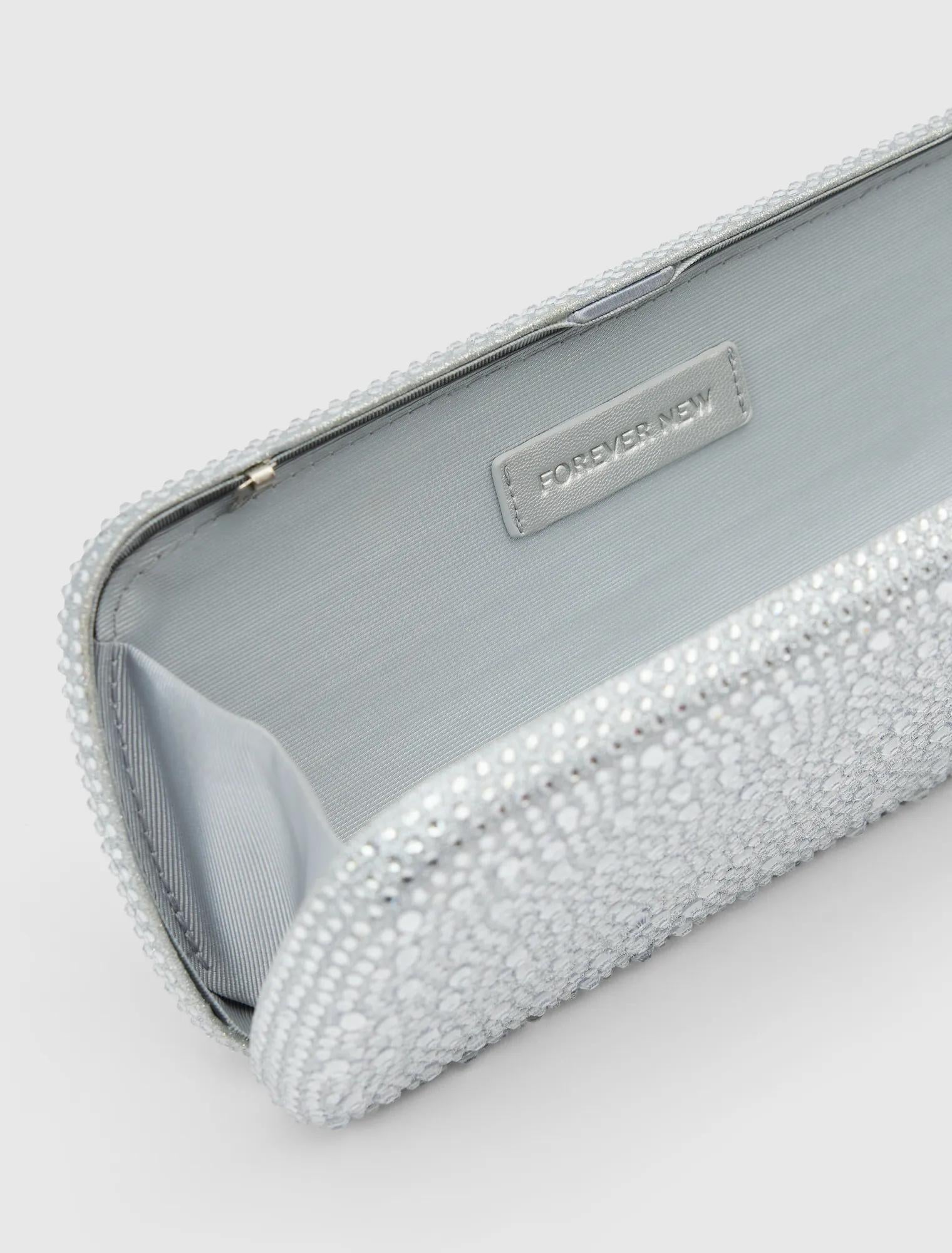 Angelique Sparkle Hardcase Clutch Silver
