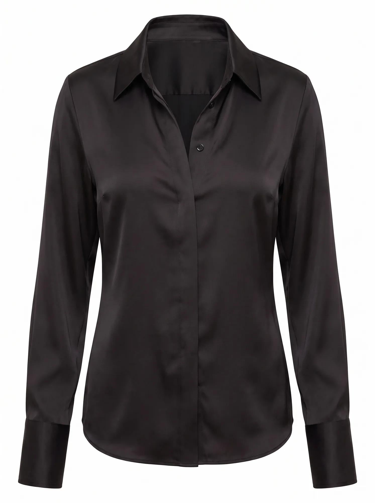 Gigi Fitted Cuffed Shirt Black