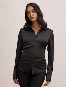 Gigi Fitted Cuffed Shirt Black