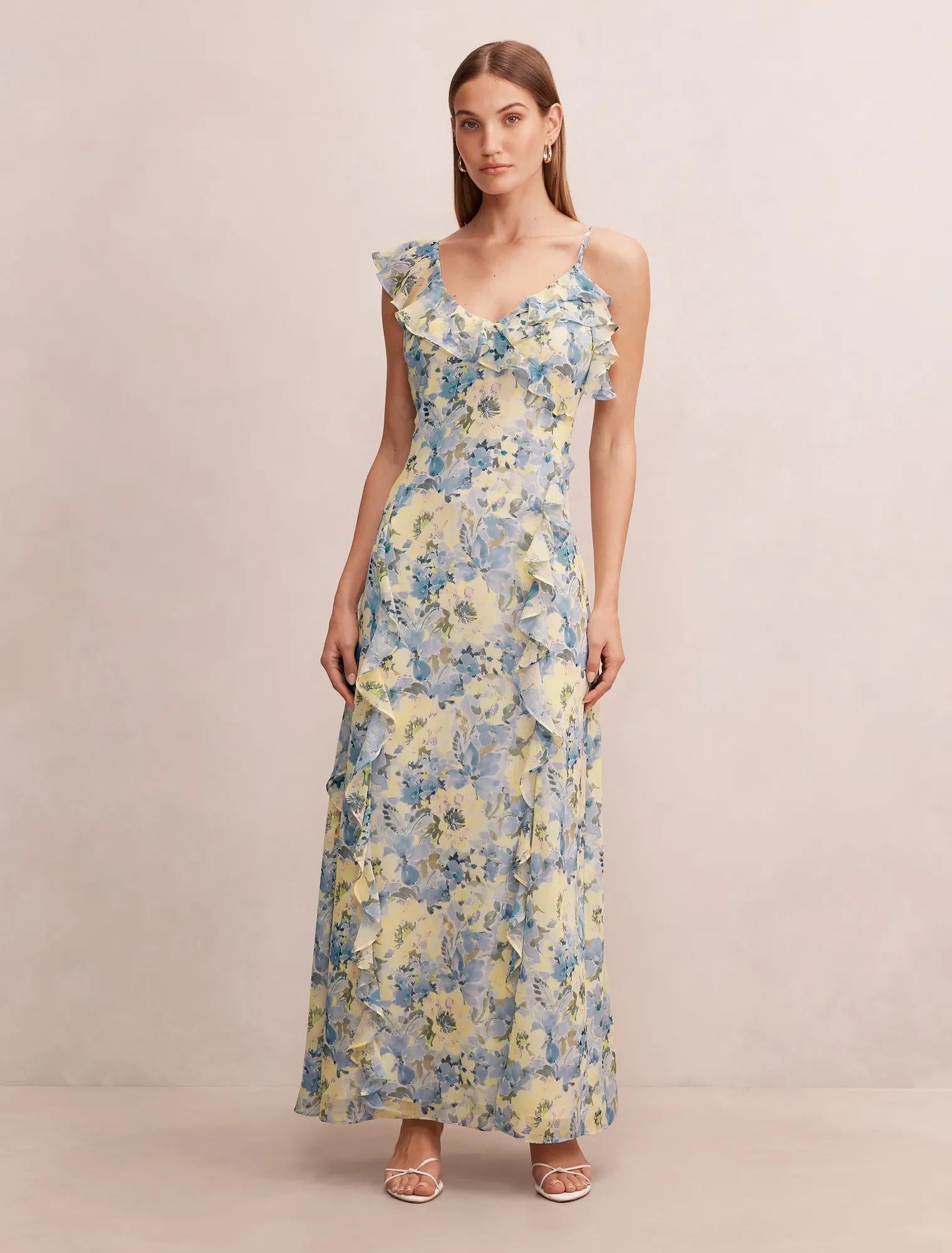 Lorenze Ruffle Maxi Dress Tourello Floral
