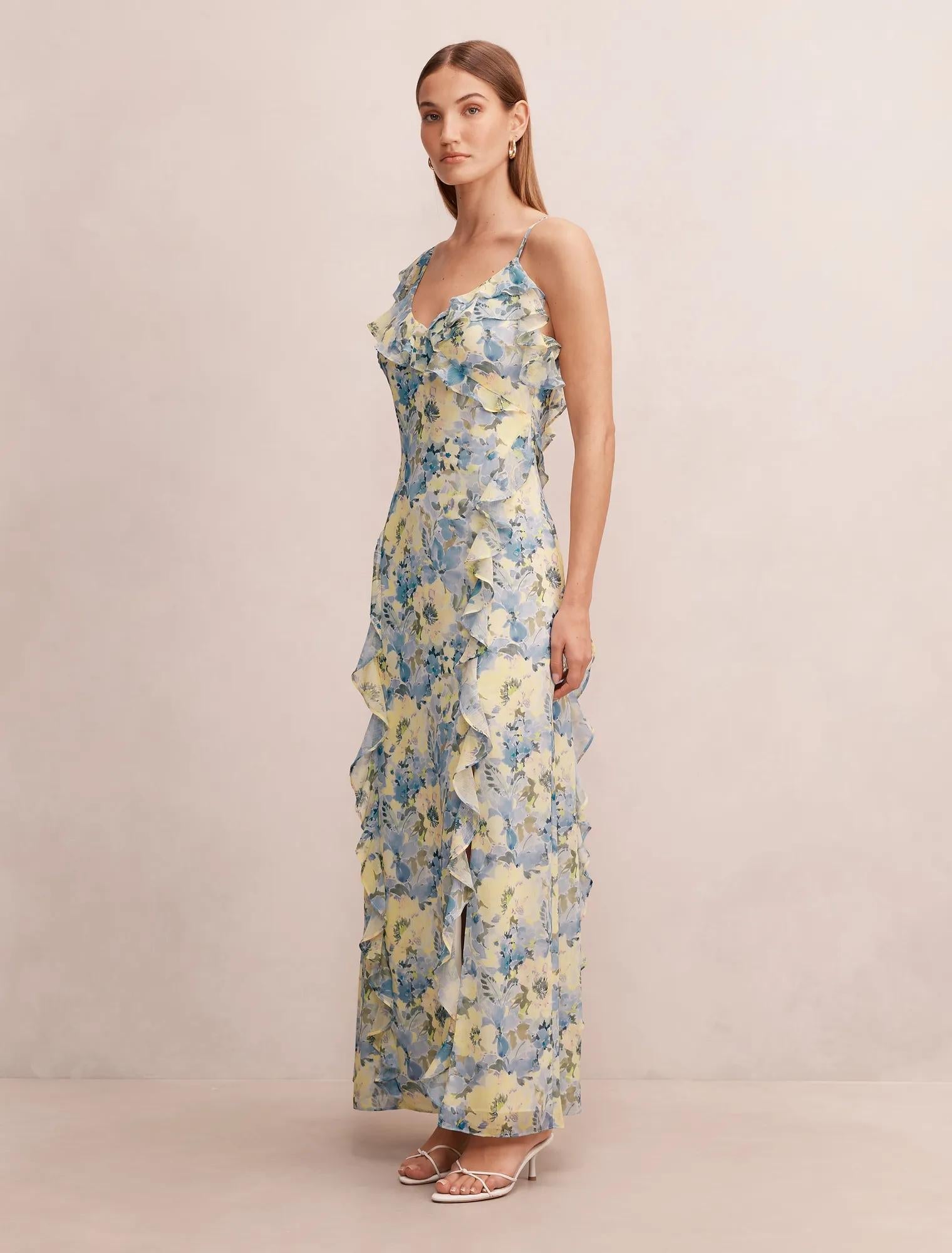 Lorenze Ruffle Maxi Dress Tourello Floral