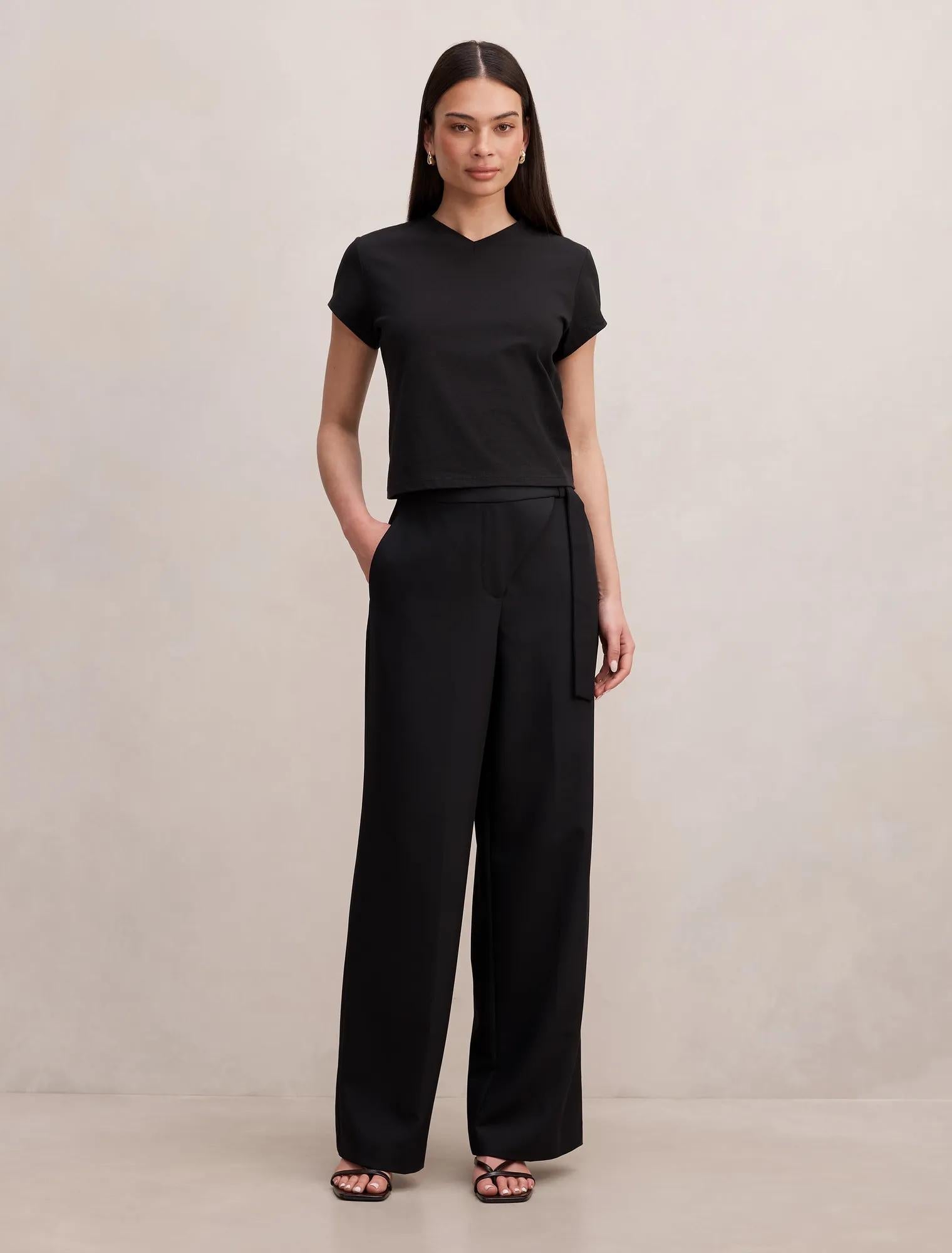 Mila Wrap Wide Leg Pant Black