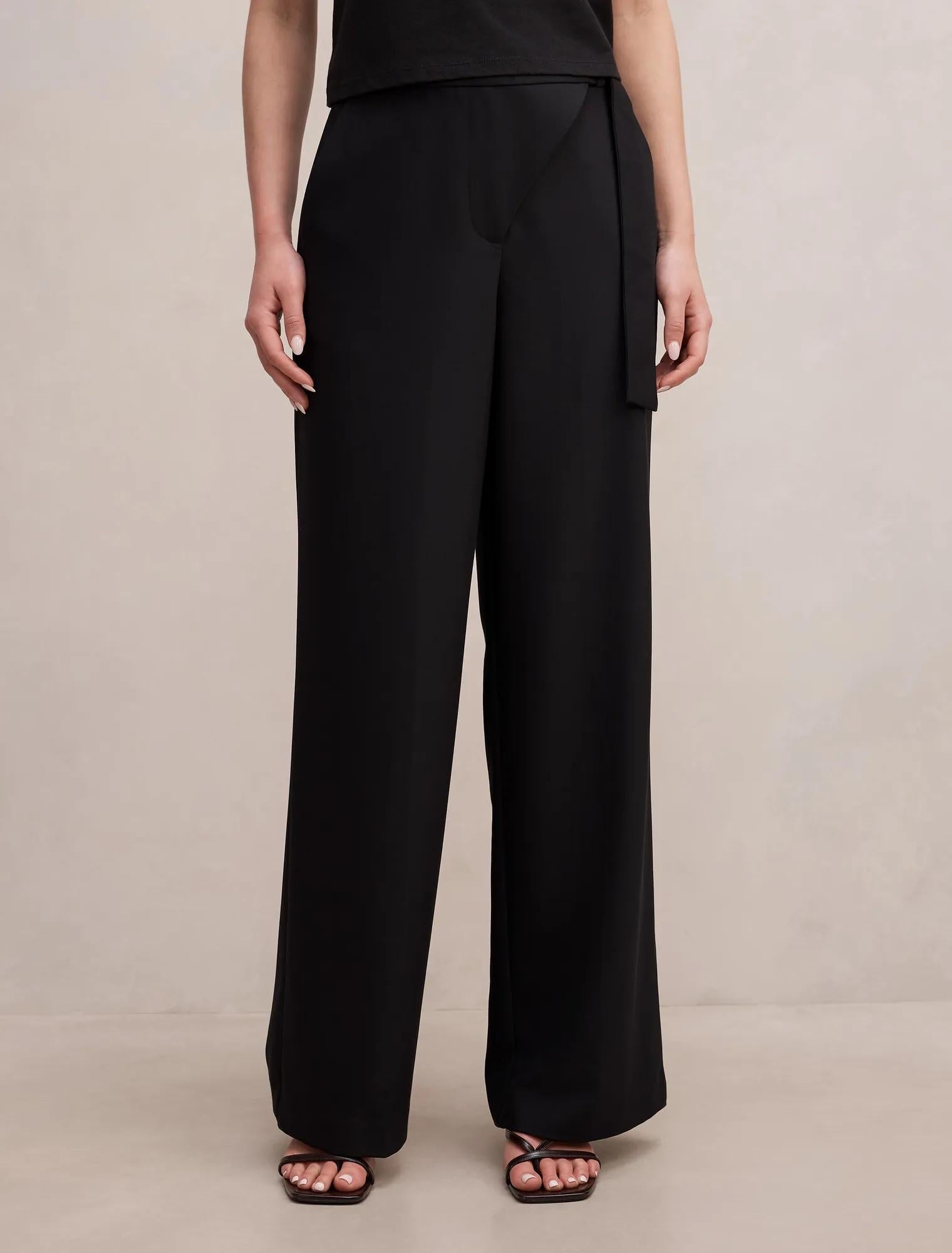 Mila Wrap Wide Leg Pant Black