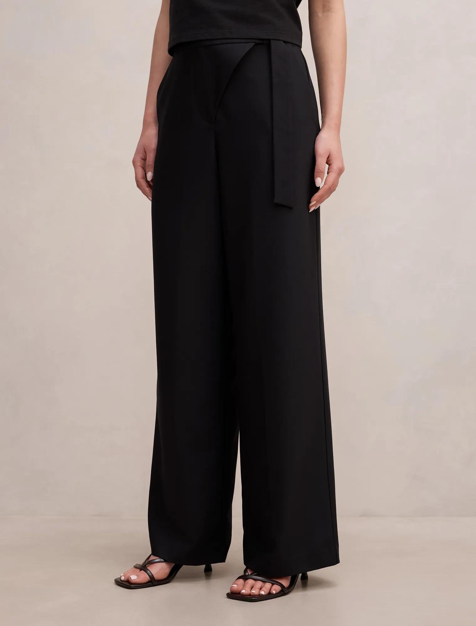 Mila Wrap Wide Leg Pant Black