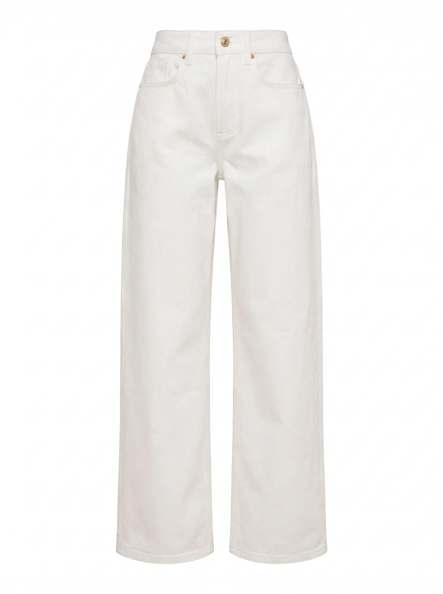 Nicki Petite Mid Rise Straight Jeans Off White