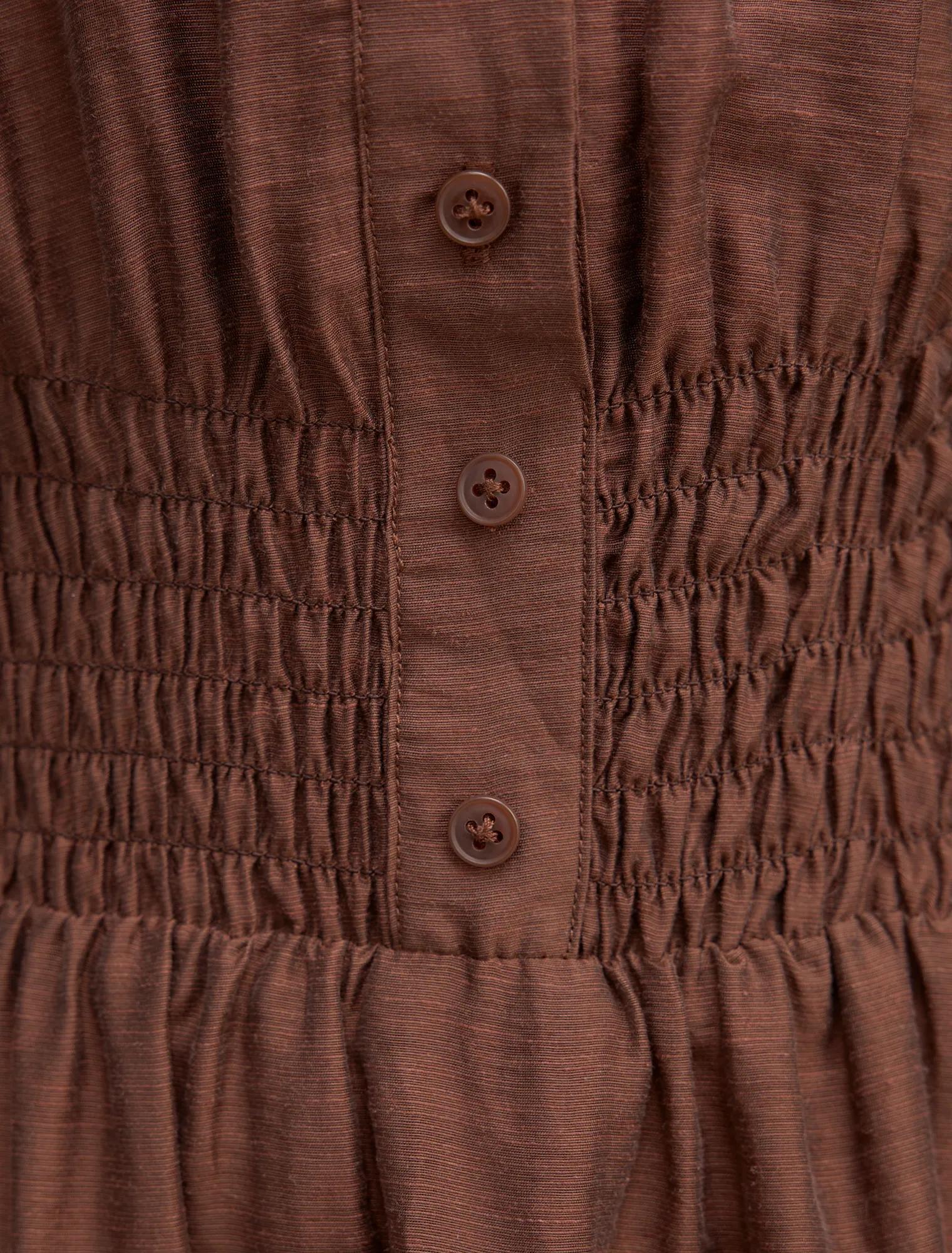Elissa Shirred Waist Midi Dress Shaved Chocolate