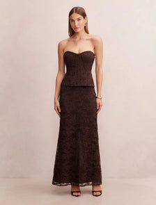 Myla Lace Corset Maxi Dress Chocolate Freckle