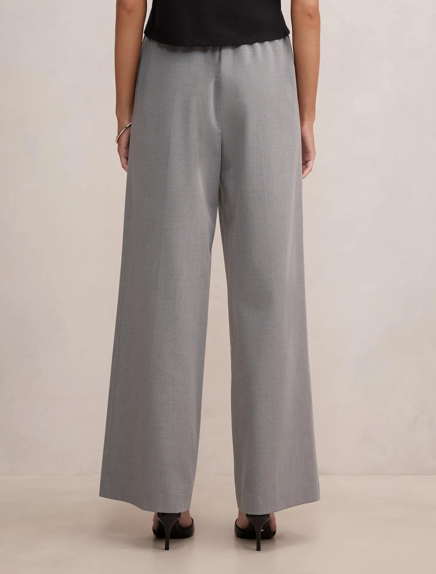 Casey Elastic Waist Wide Leg Pants Grey