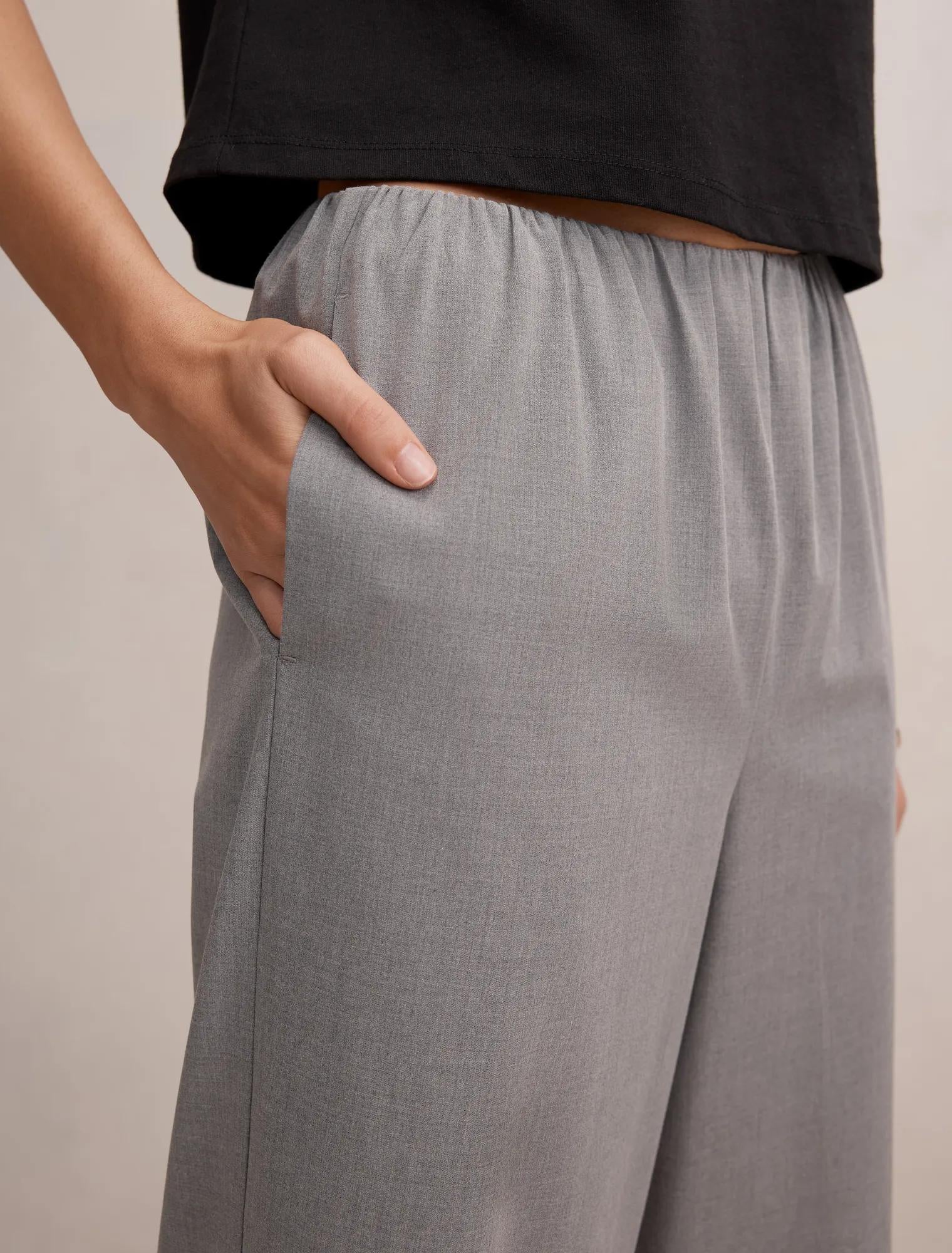 Casey Elastic Waist Wide Leg Pants Grey