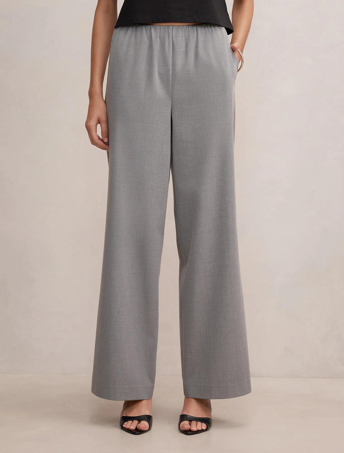 Casey Elastic Waist Wide Leg Pants Grey