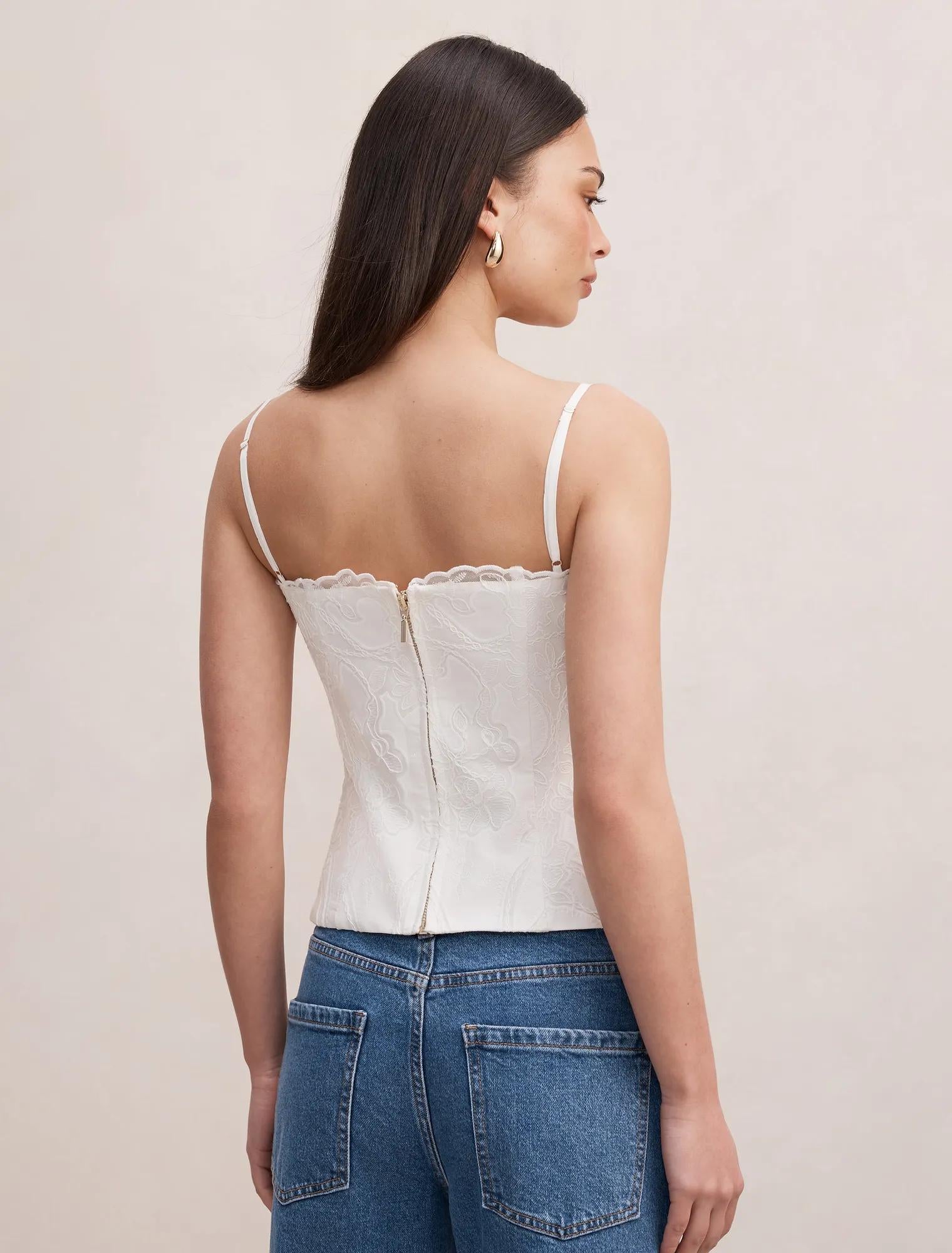 Hannah Lace Corset Top Porcelain