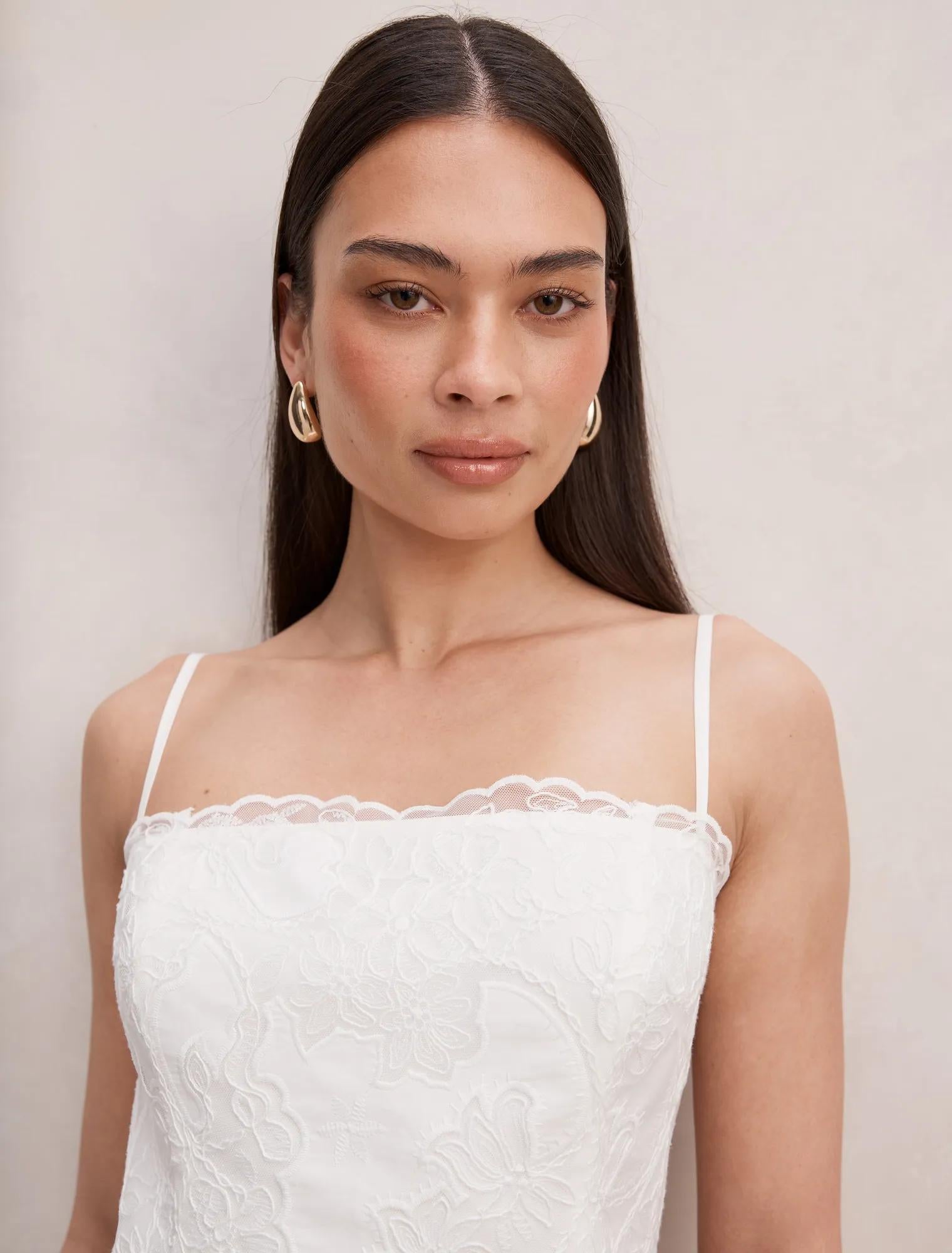 Hannah Lace Corset Top Porcelain