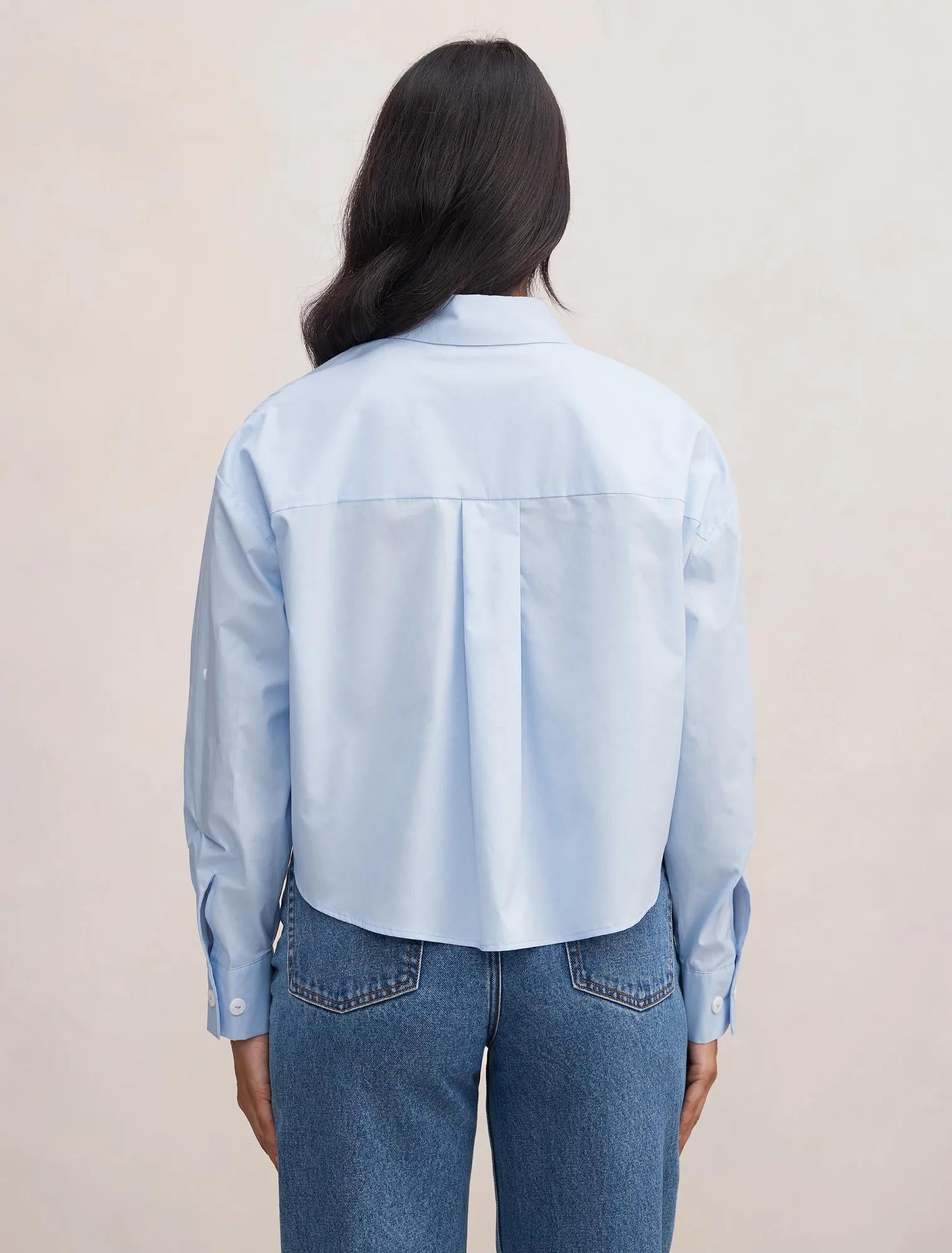 Dom Cotton Cropped Shirt Oxford Blue