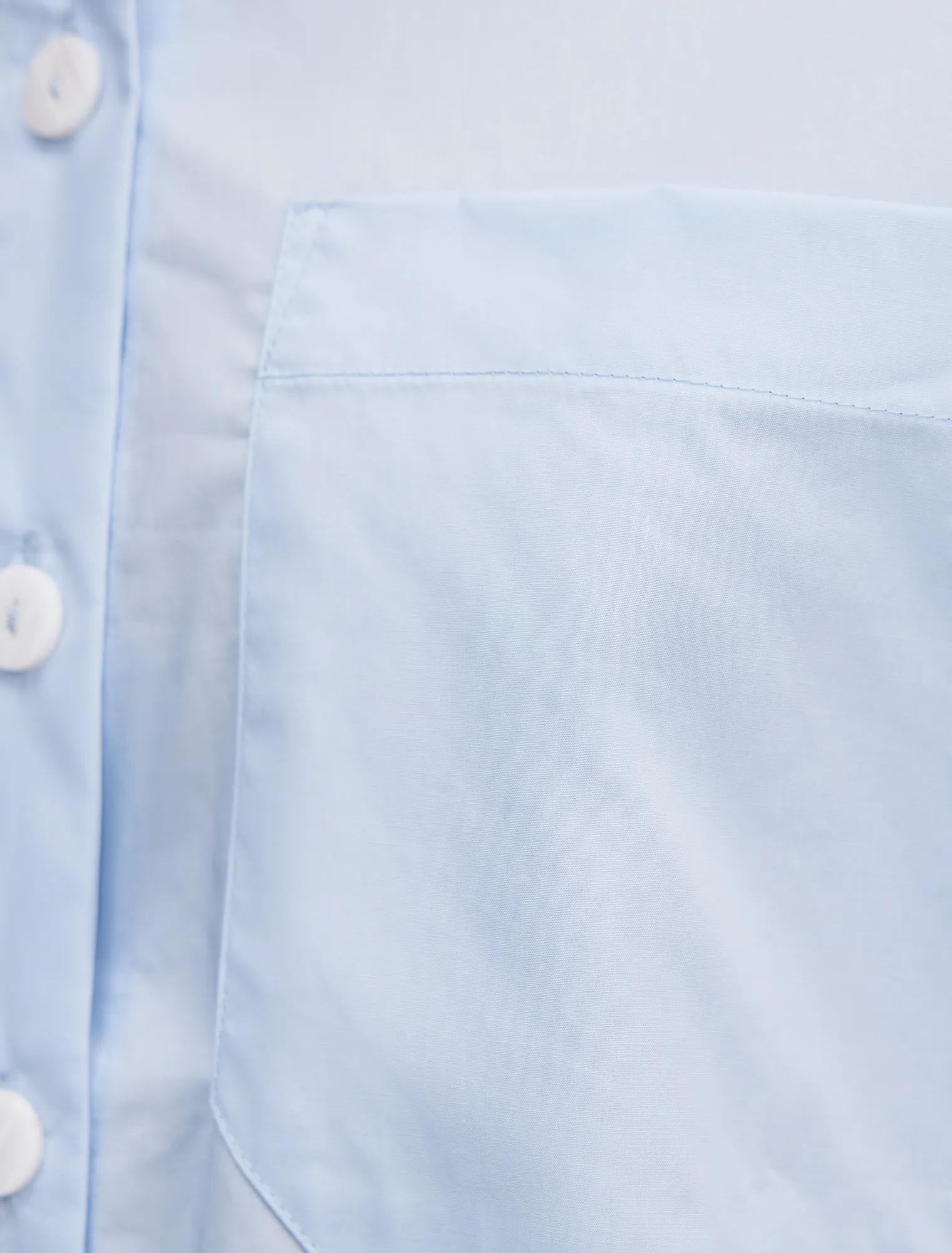Dom Cotton Cropped Shirt Oxford Blue