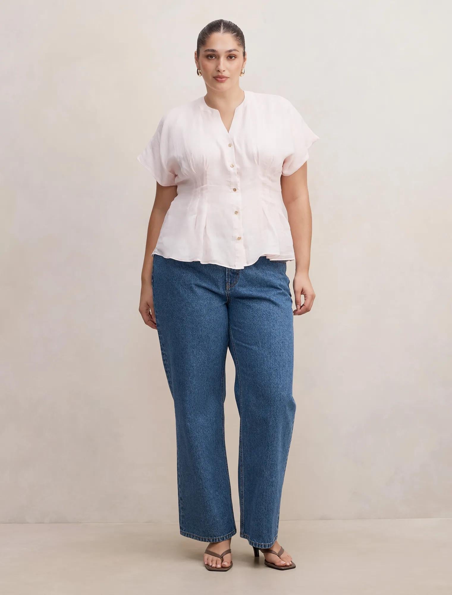 Jemma Curve V-Neck Blouse Rosewater Pink