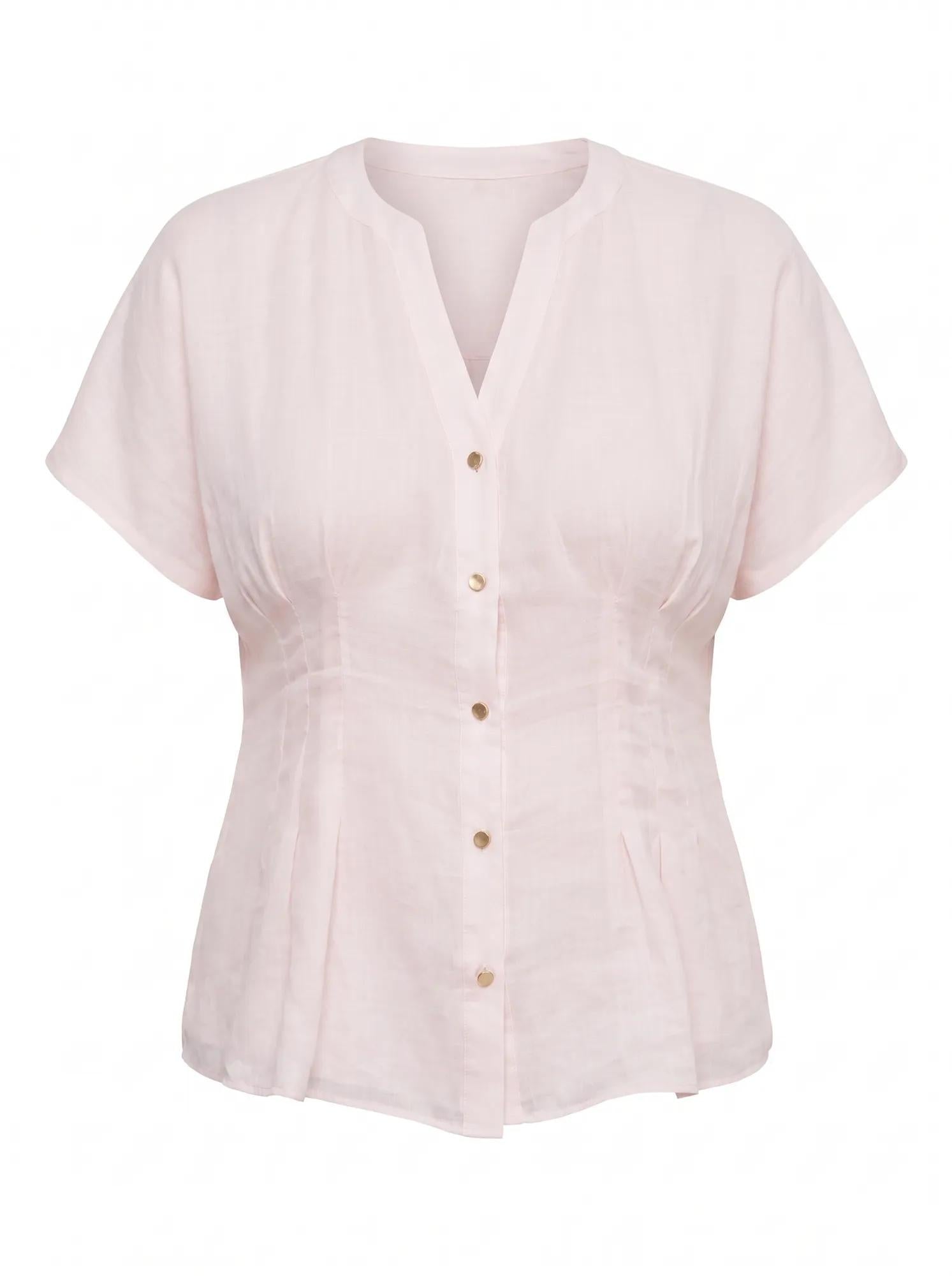 Jemma Curve V-Neck Blouse Rosewater Pink