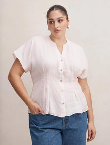 Jemma Curve V-Neck Blouse Rosewater Pink