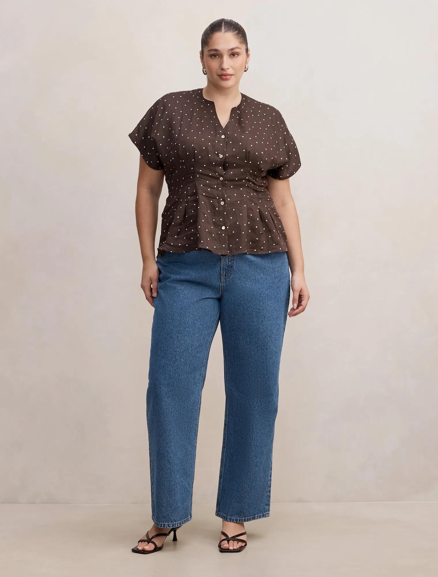 Jemma Curve V-Neck Blouse Luxton Spot