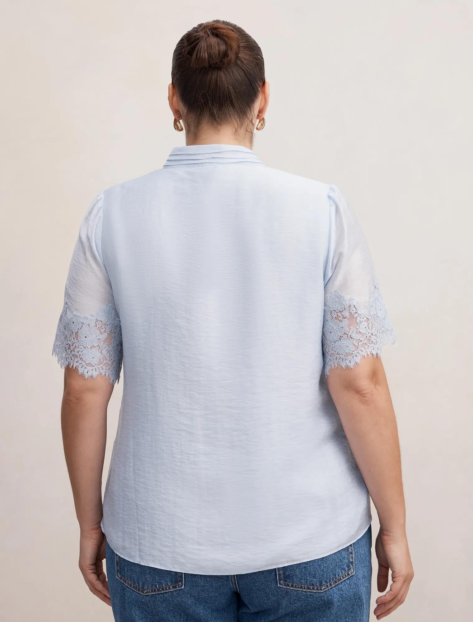 Ana Curve Lace Detail Blouse Icicle