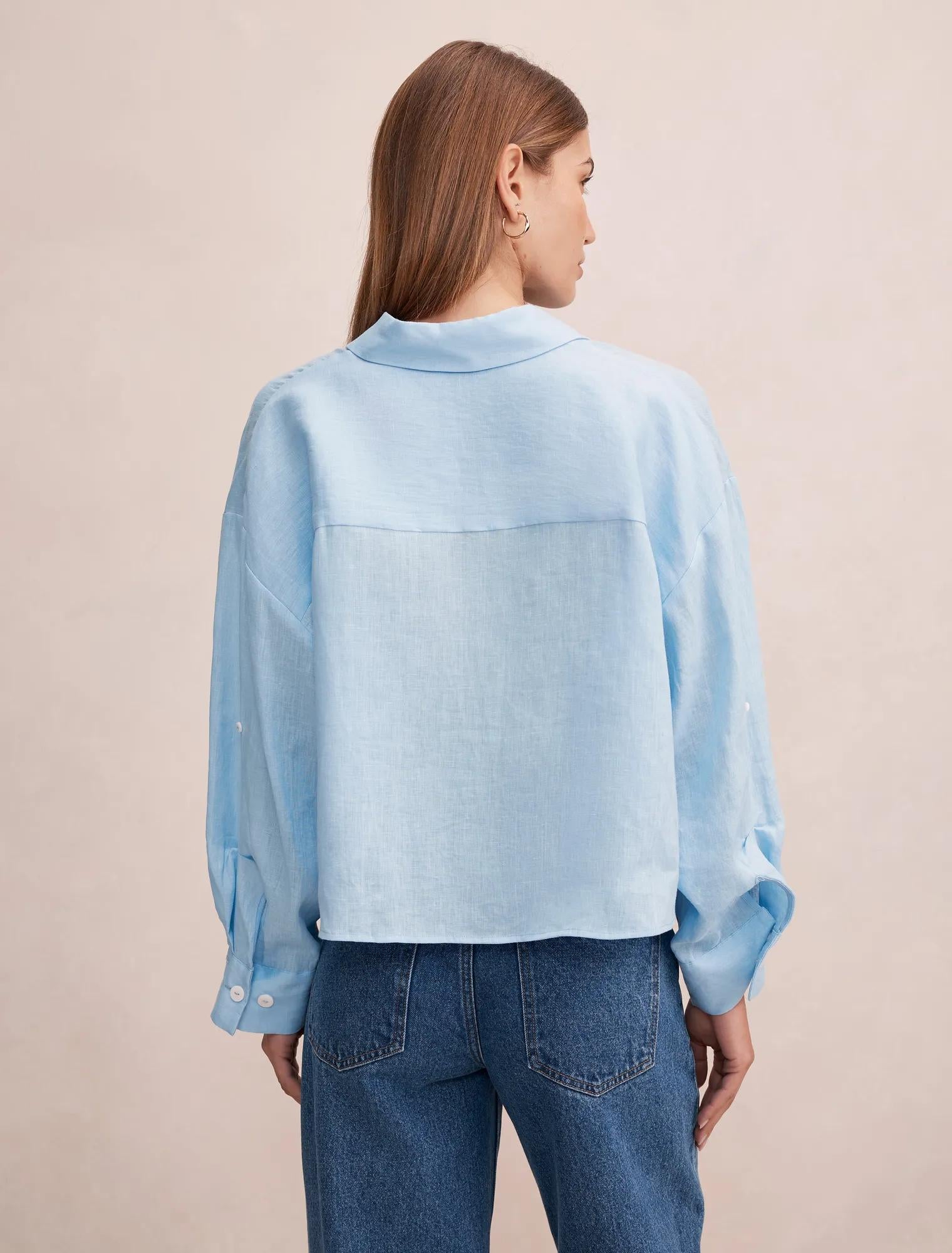 Bowie Cropped Shirt Soft Blue