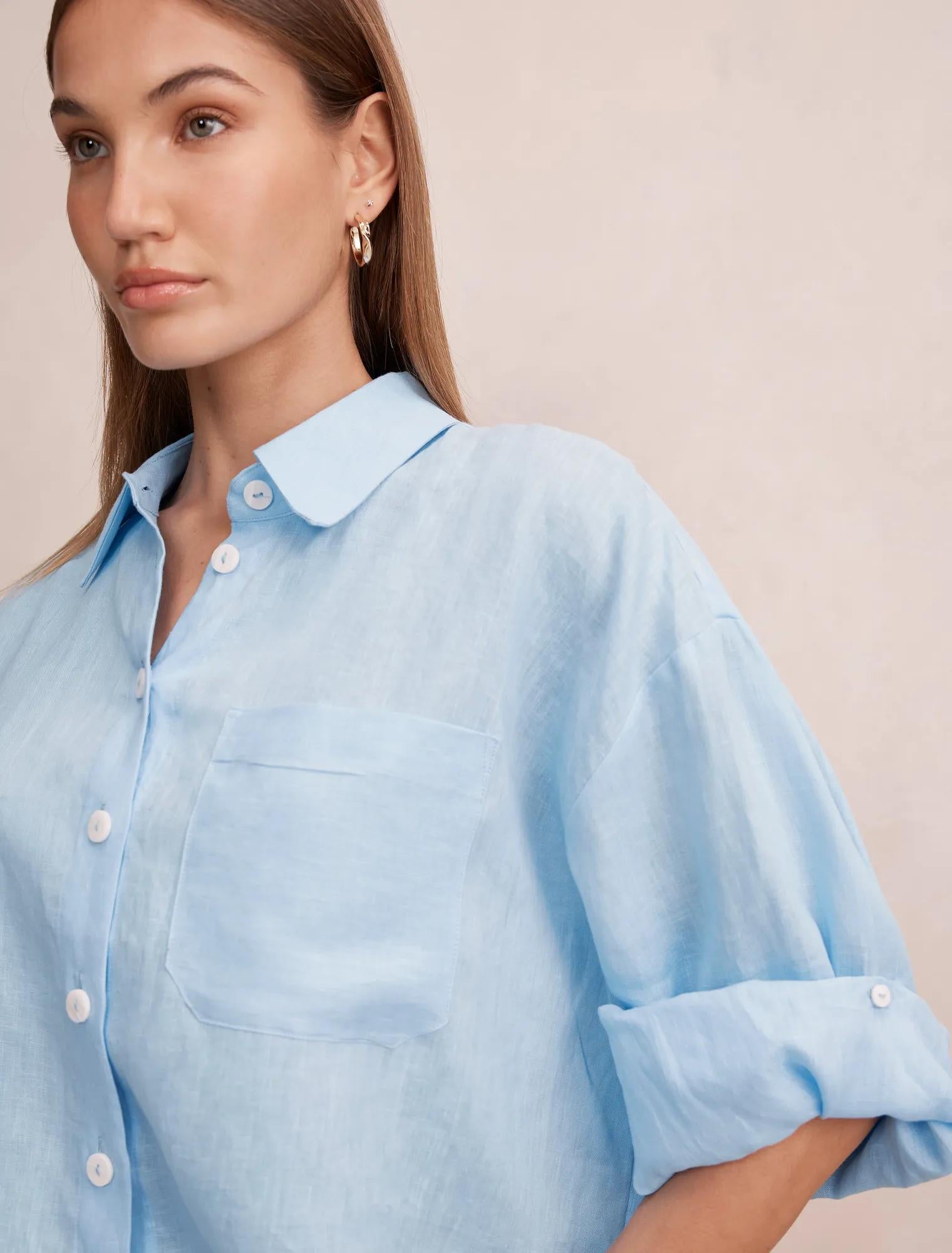 Bowie Cropped Shirt Soft Blue