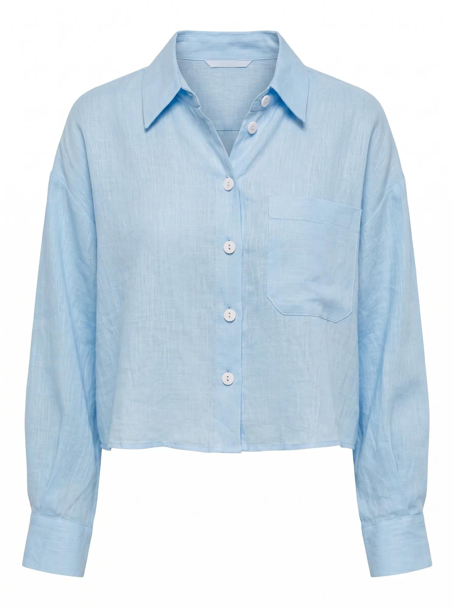 Bowie Cropped Shirt Soft Blue_mannequin