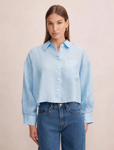 Bowie Cropped Shirt Soft Blue