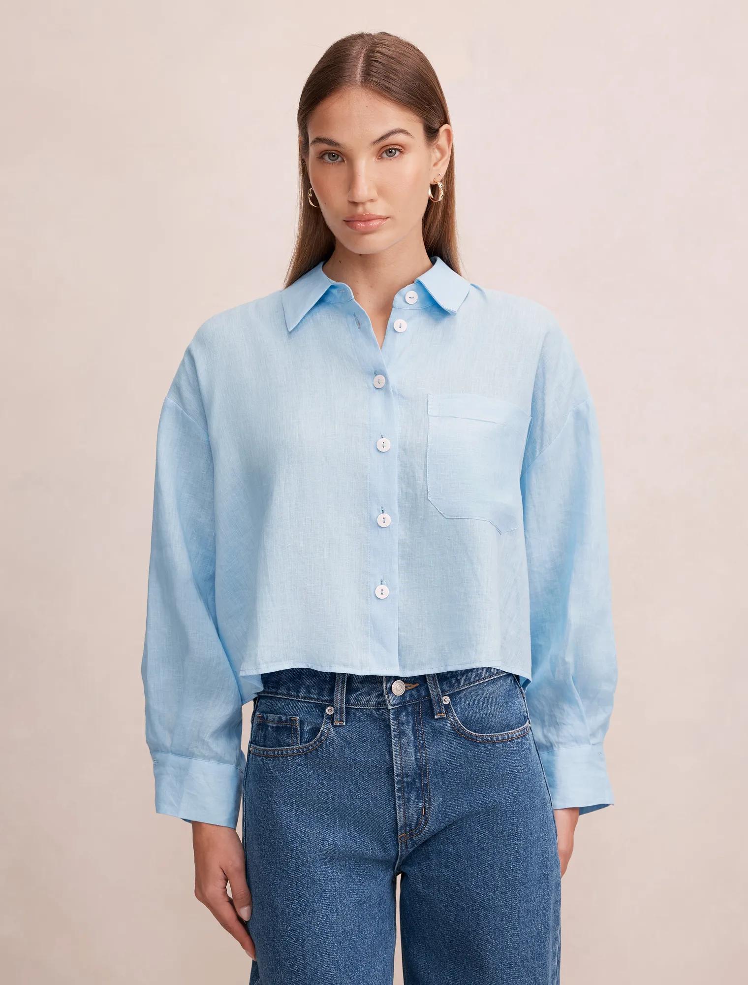 Bowie Cropped Shirt Soft Blue