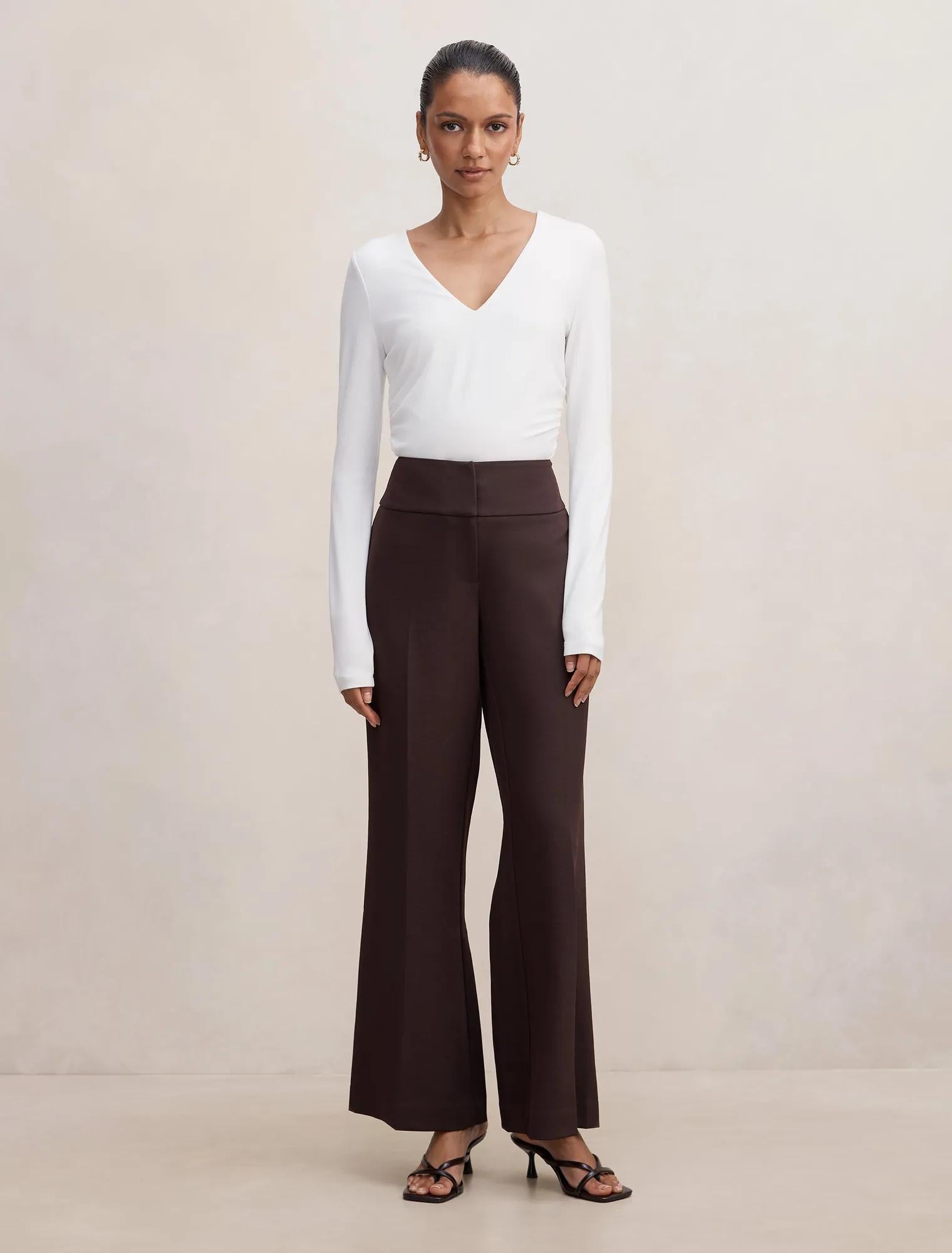 Devon Petite Flared Pant Dark Chocolate