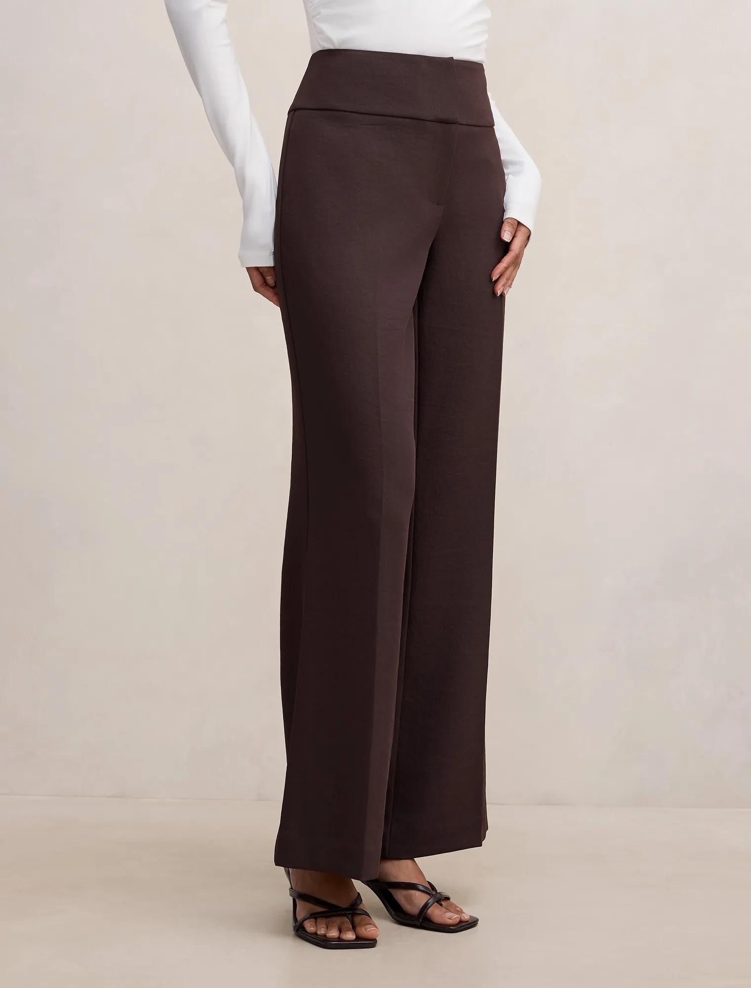 Devon Petite Flared Pant Dark Chocolate