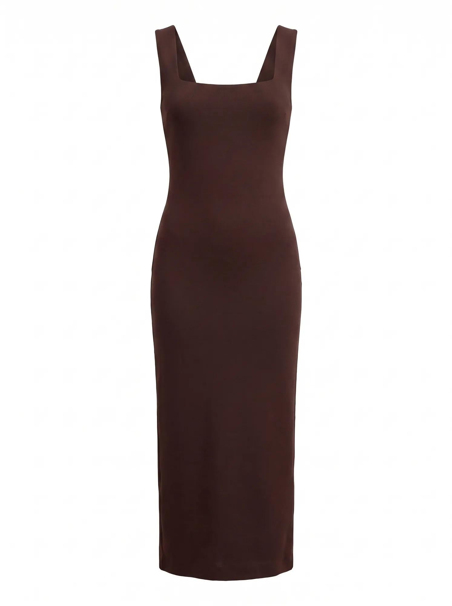 Shiloh Back Detailed Bodycon Dress Dark Chocolate