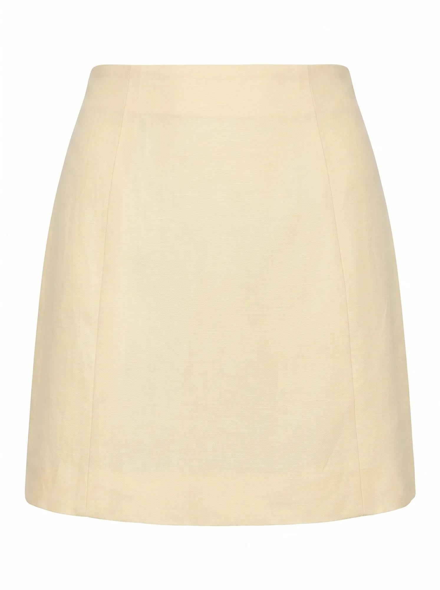 Ali Linen Mini Skirt Butter Yellow Set