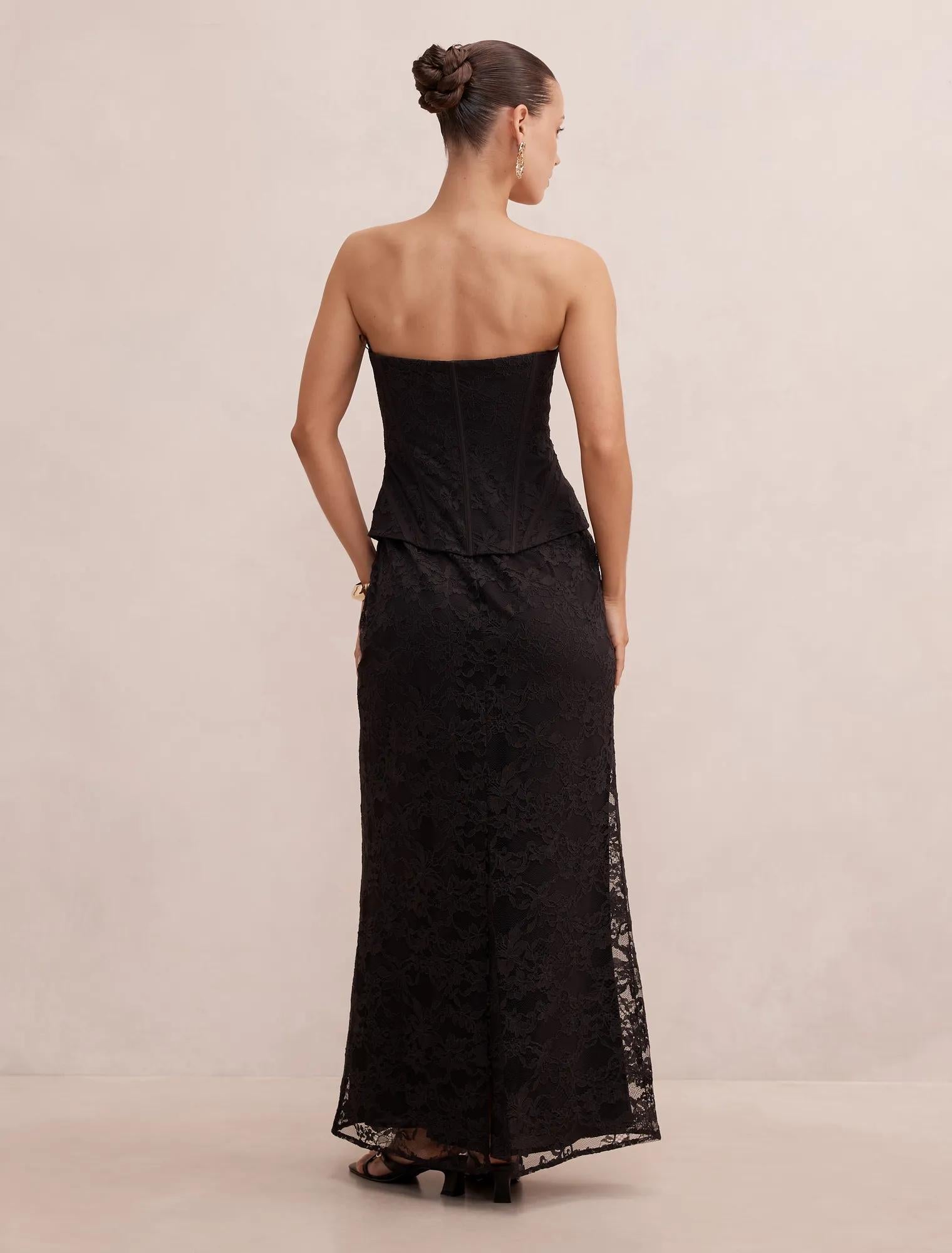 Myla Petite Corset Lace Maxi Dress Black