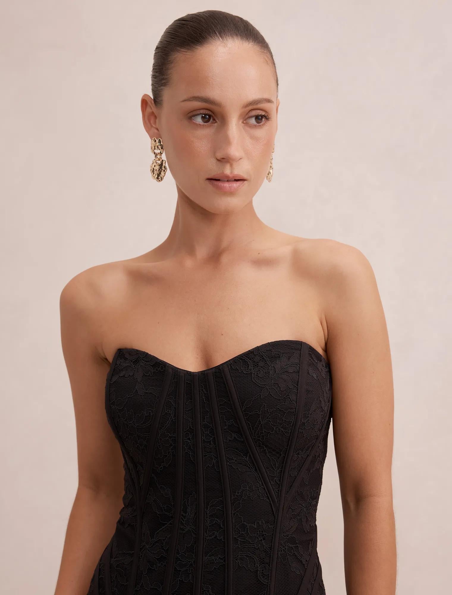 Myla Petite Corset Lace Maxi Dress Black