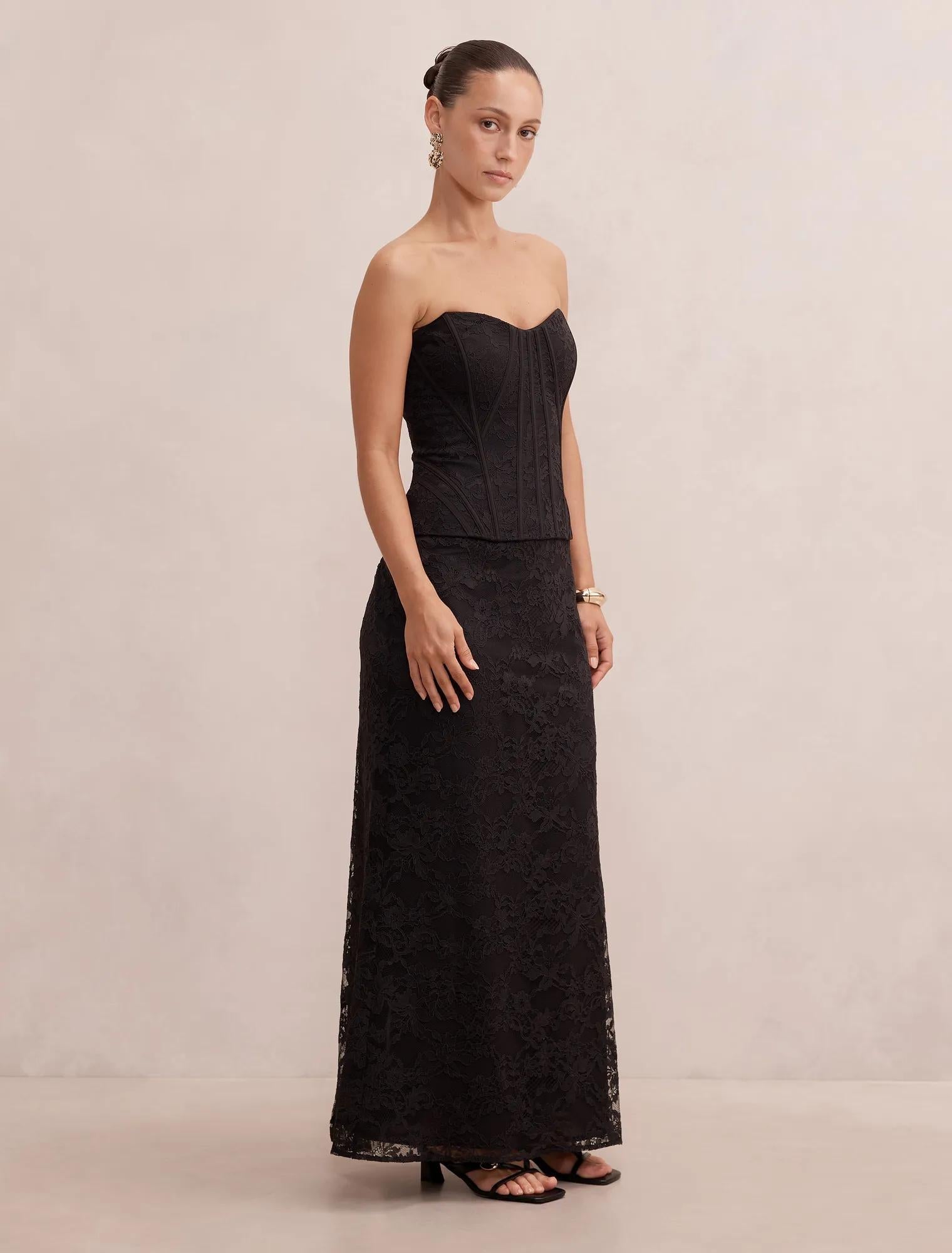 Myla Petite Corset Lace Maxi Dress Black
