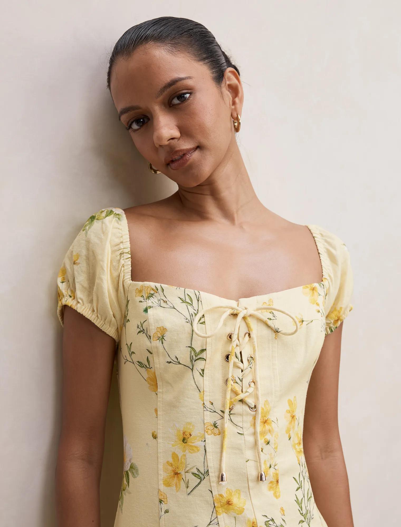 Sallie Petite Tie Front Midi Saffia Ditsy