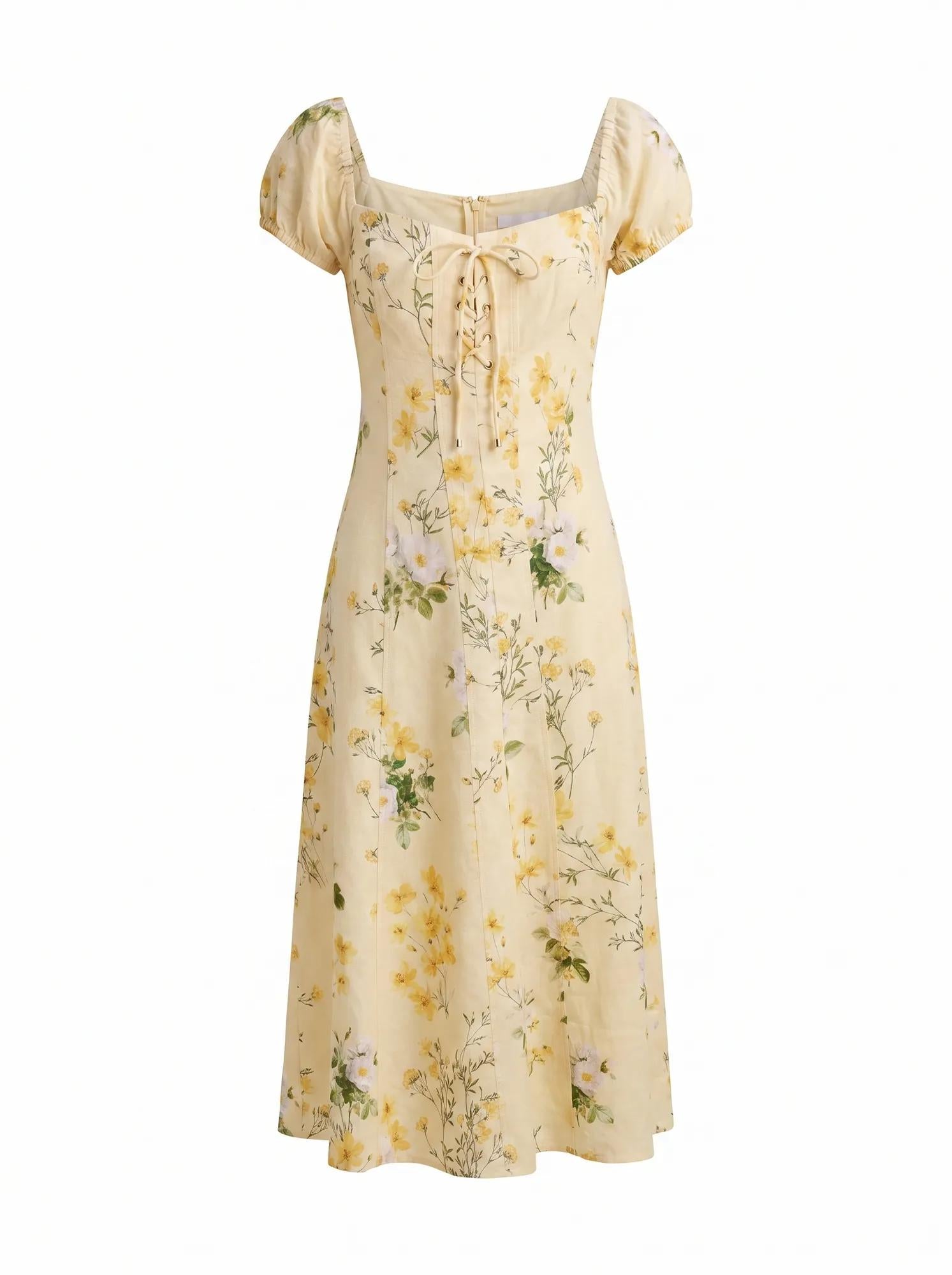 Sallie Petite Tie Front Midi Saffia Ditsy_mannequin