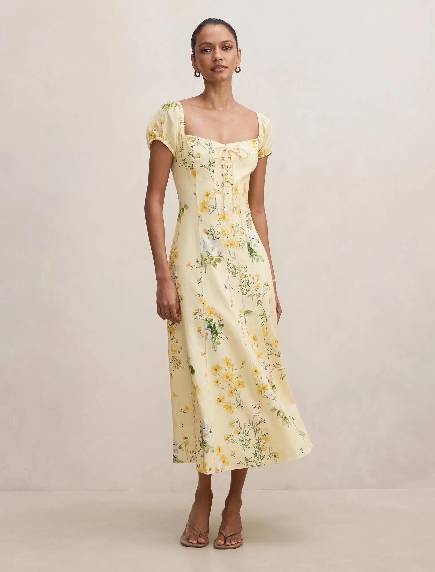 Sallie Petite Tie Front Midi Saffia Ditsy