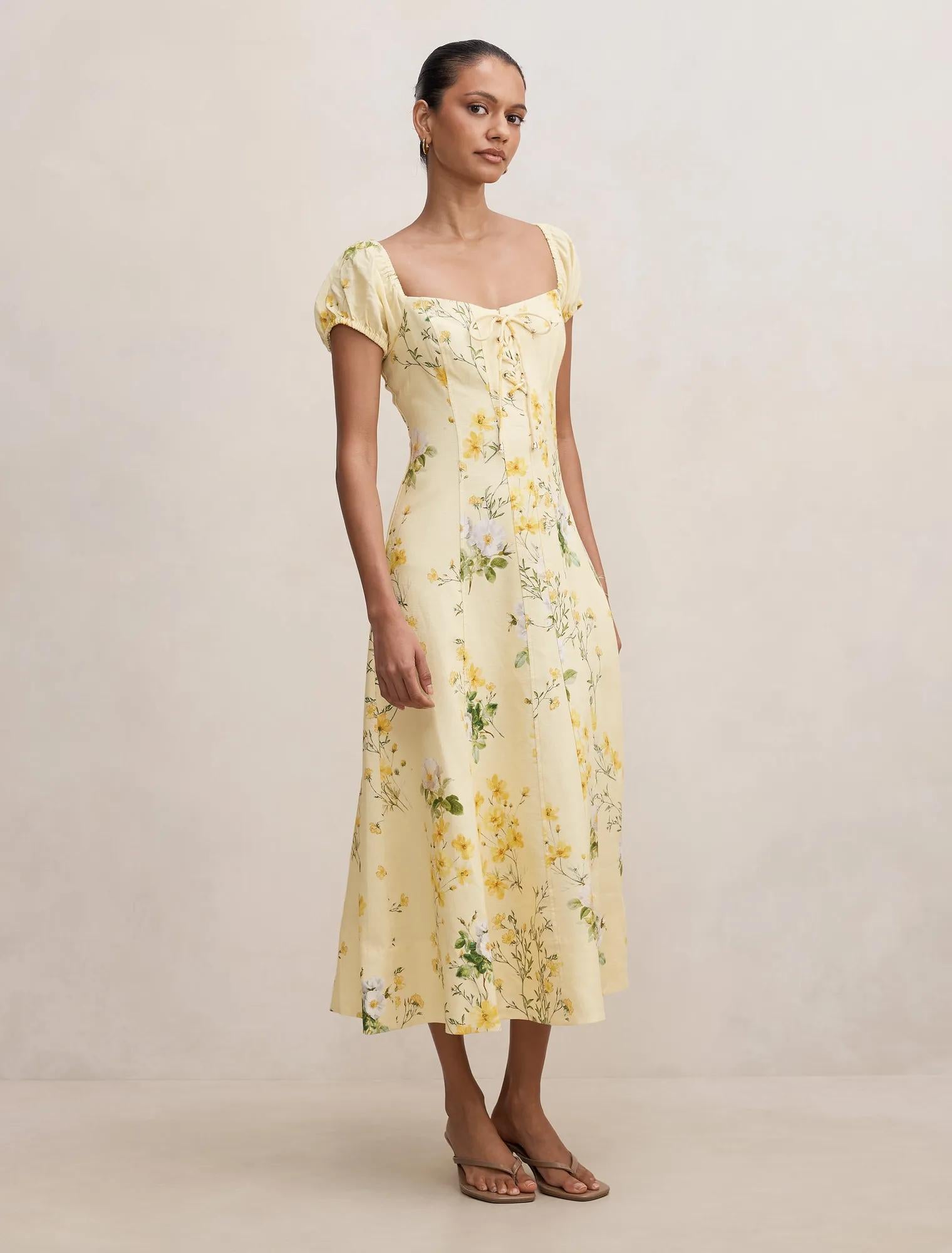 Sallie Petite Tie Front Midi Saffia Ditsy