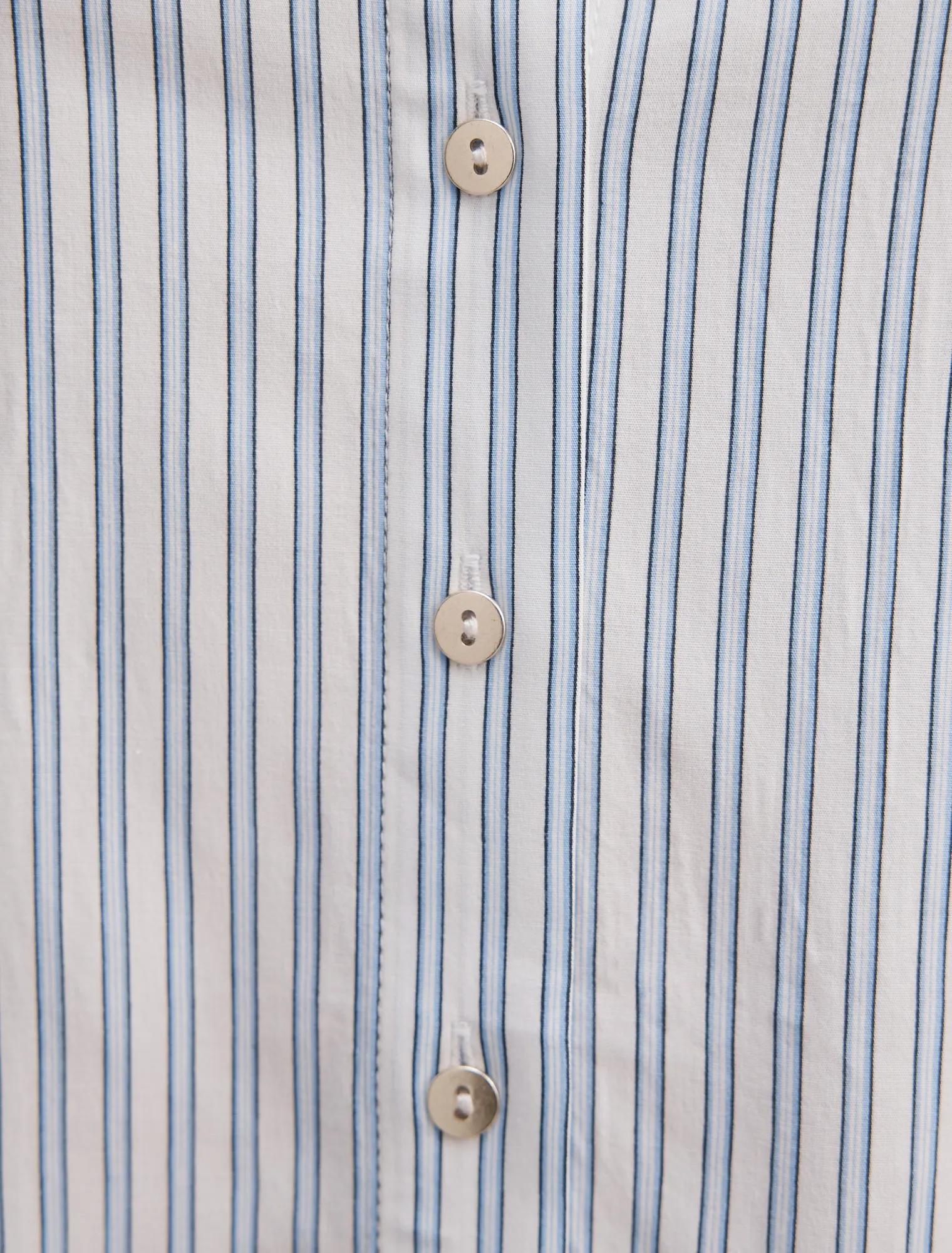 Tia Curve Collar Button Shirt Harbour Stripe