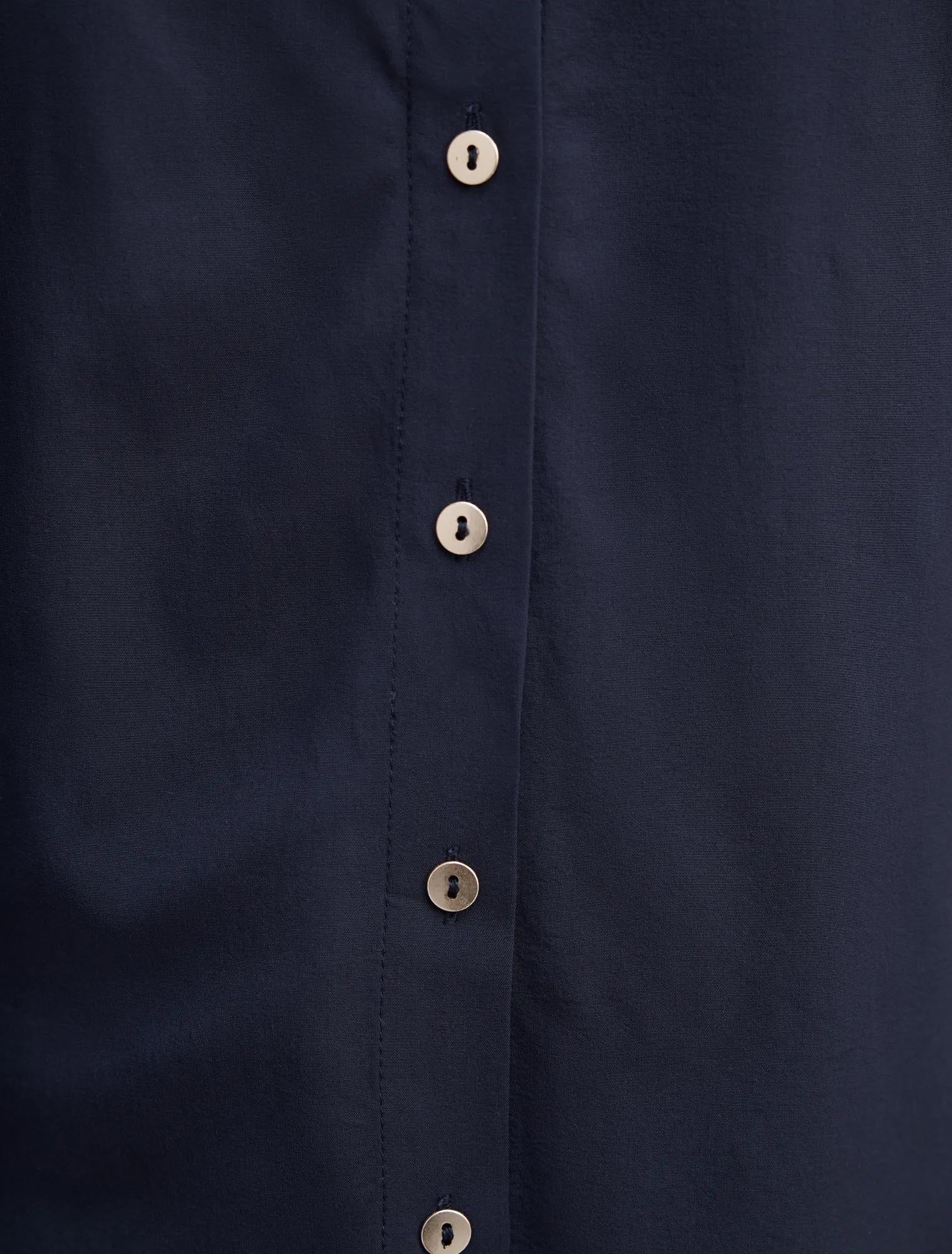 Tia Curve Collar Button Shirt Navy
