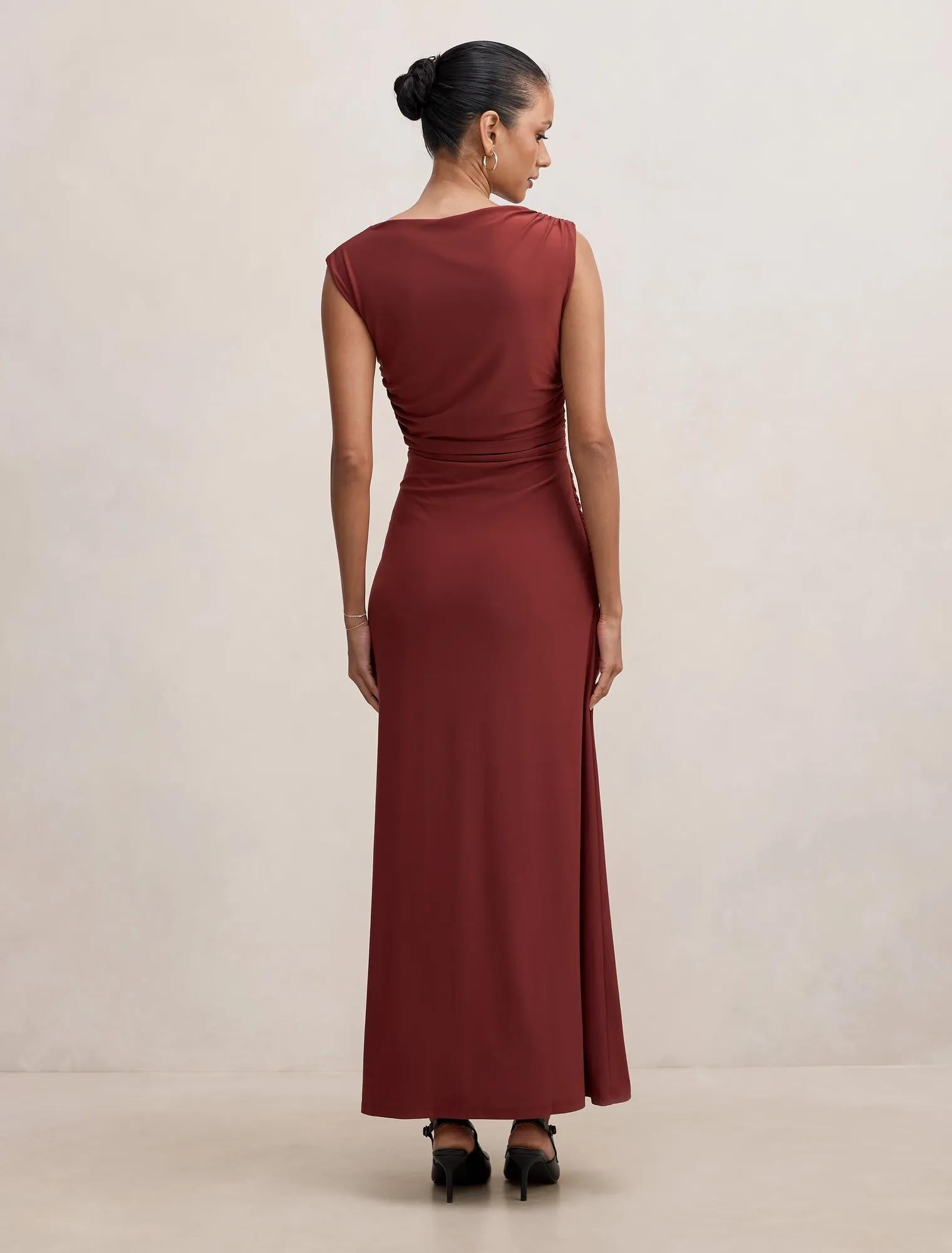 Fiora Petite Hardware Jersey Dress Burgundy
