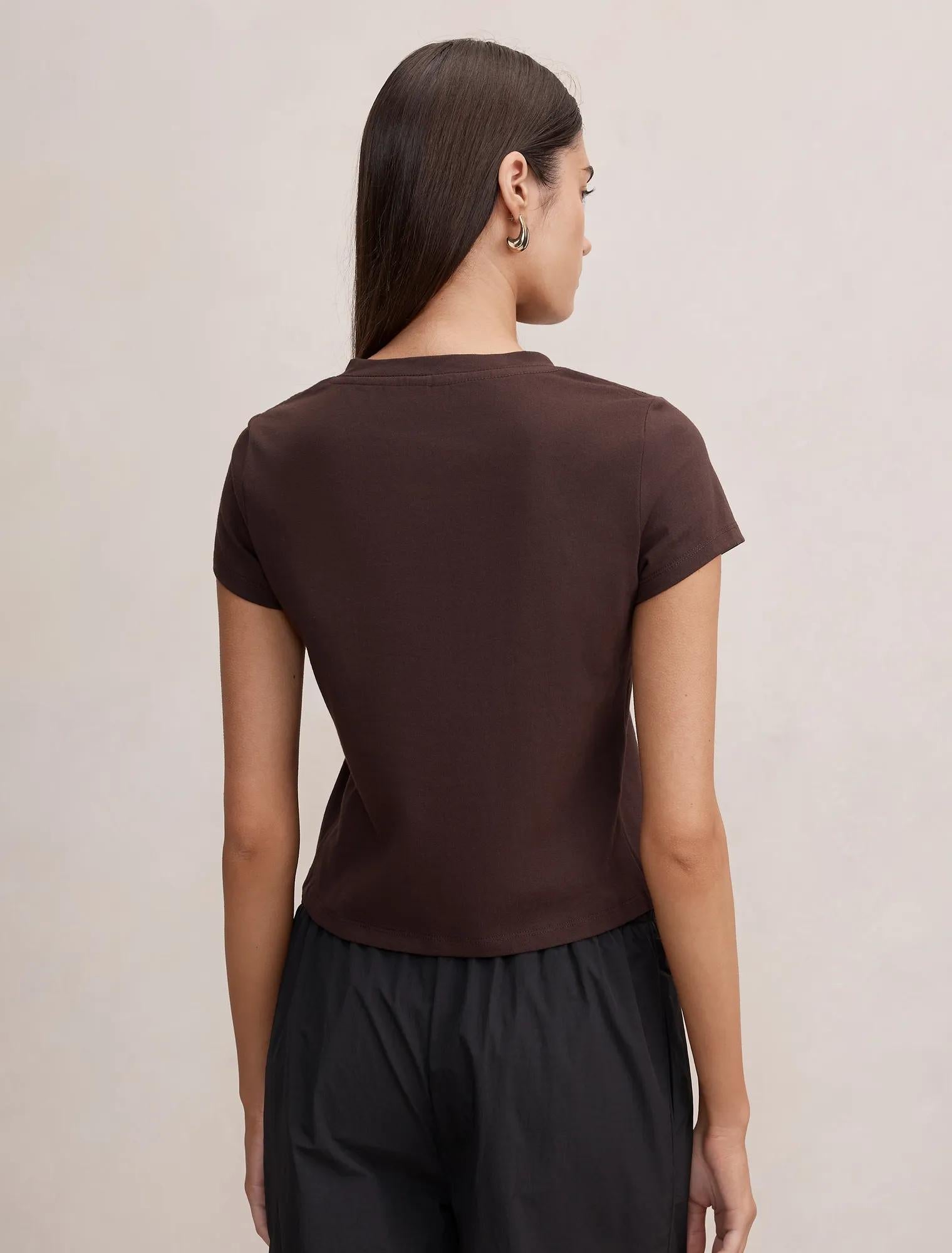 Portia V Neck Baby Tee Dark Chocolate