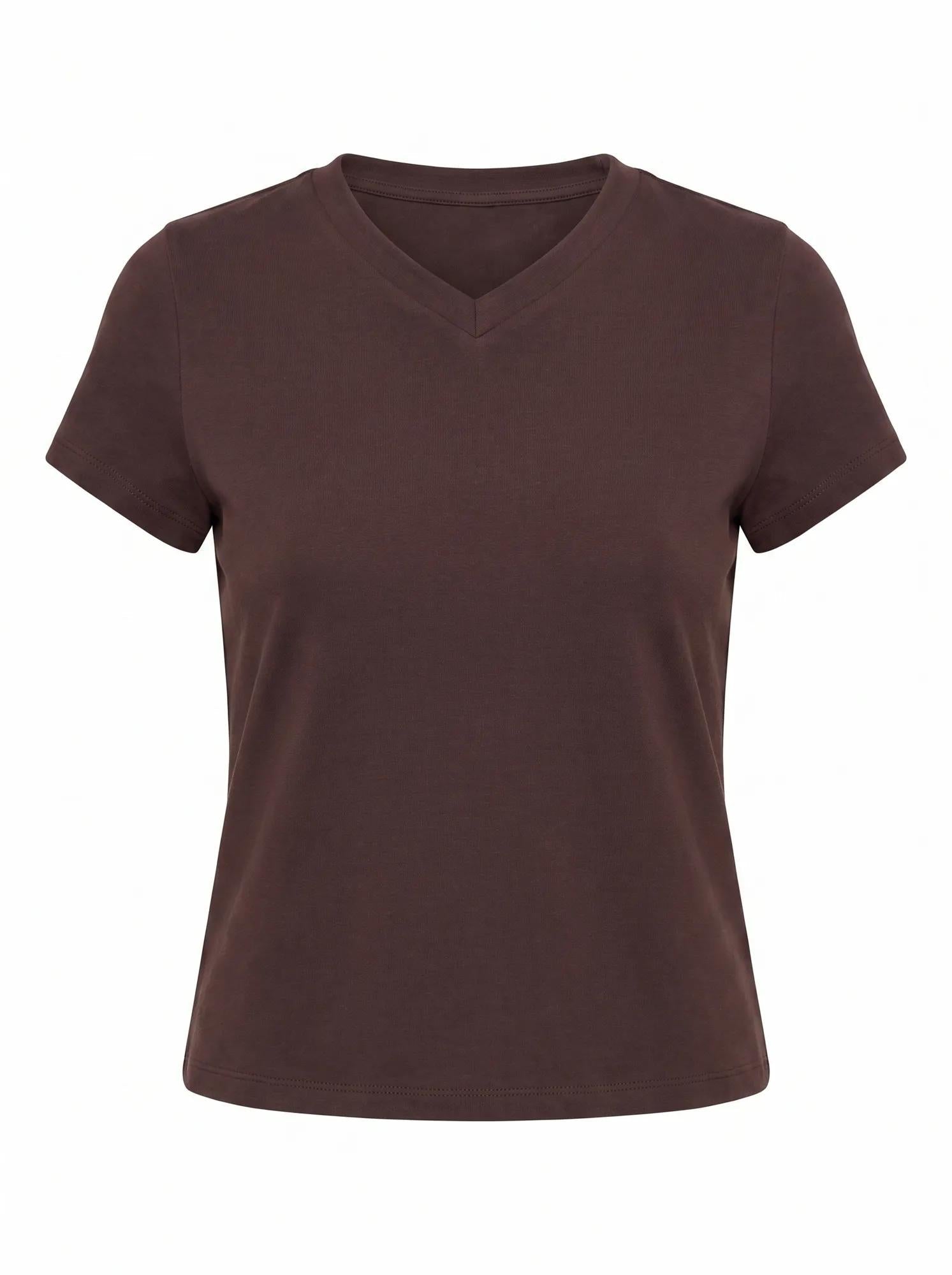 Portia V Neck Baby Tee Dark Chocolate